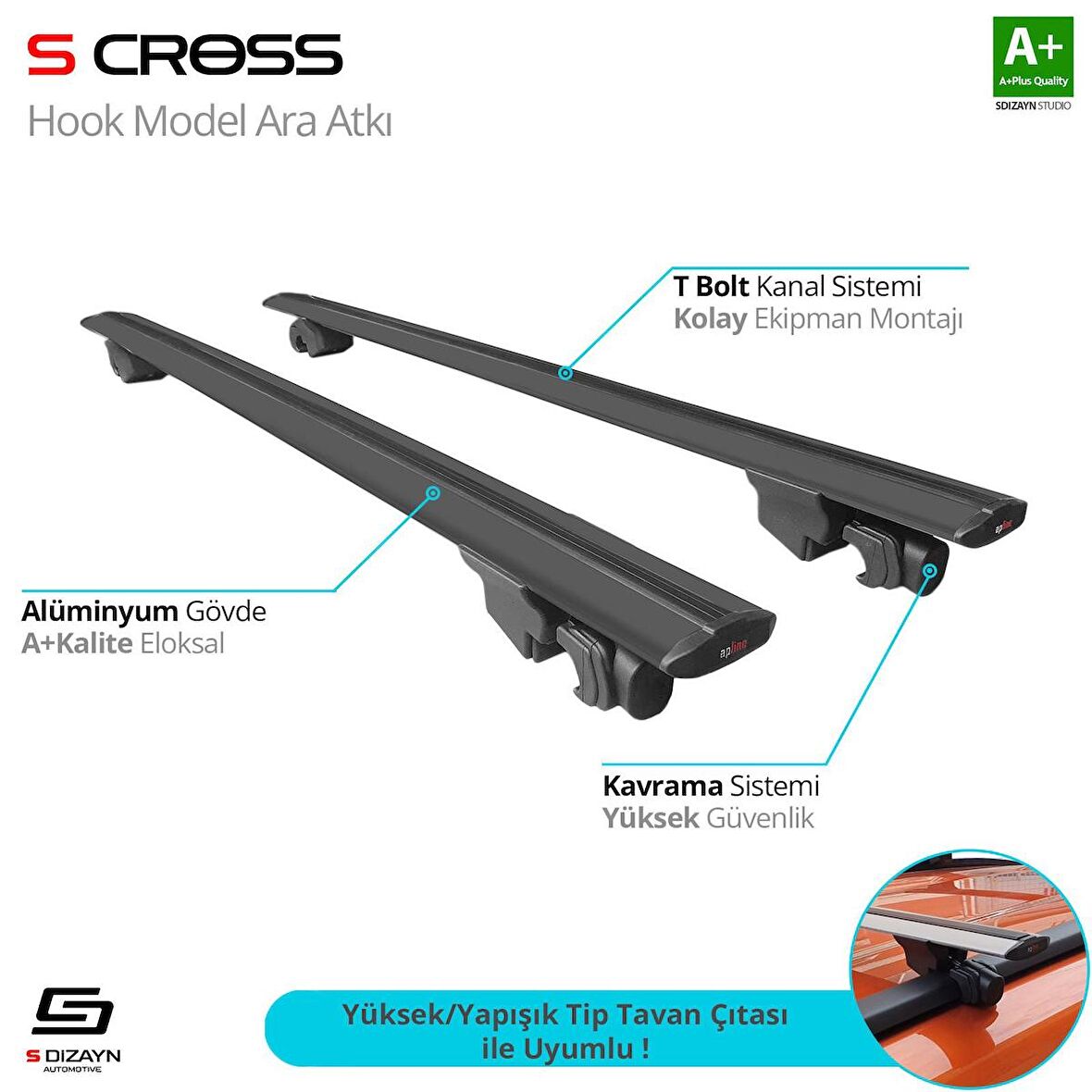 Volkswagen Amarok 2010-2020 HOOK Anahtarsız Model Siyah Ara Atkı A+ Kalite