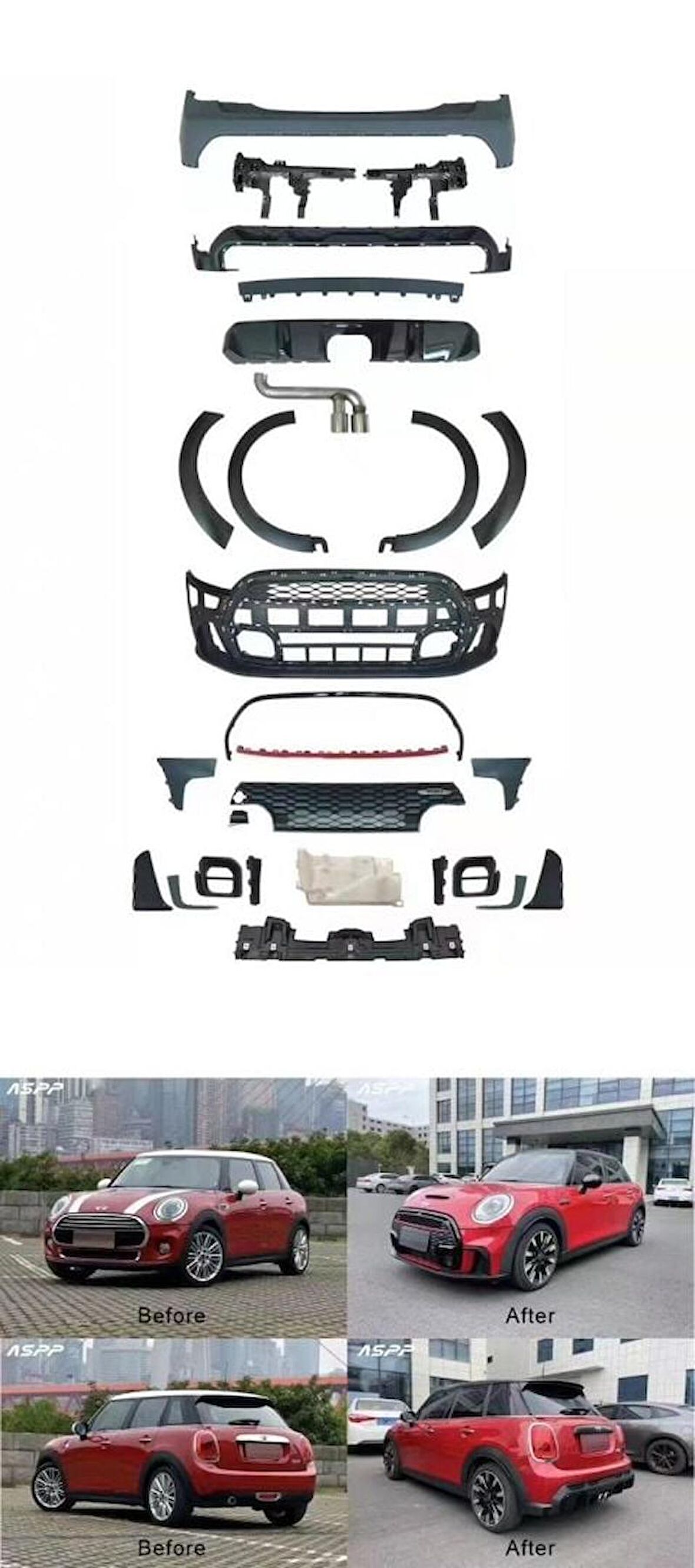 COOPER F55 İÇİN (4 KAPI) JCW BODY KIT - MAKYAJLI GÖRÜNÜM FULL SET