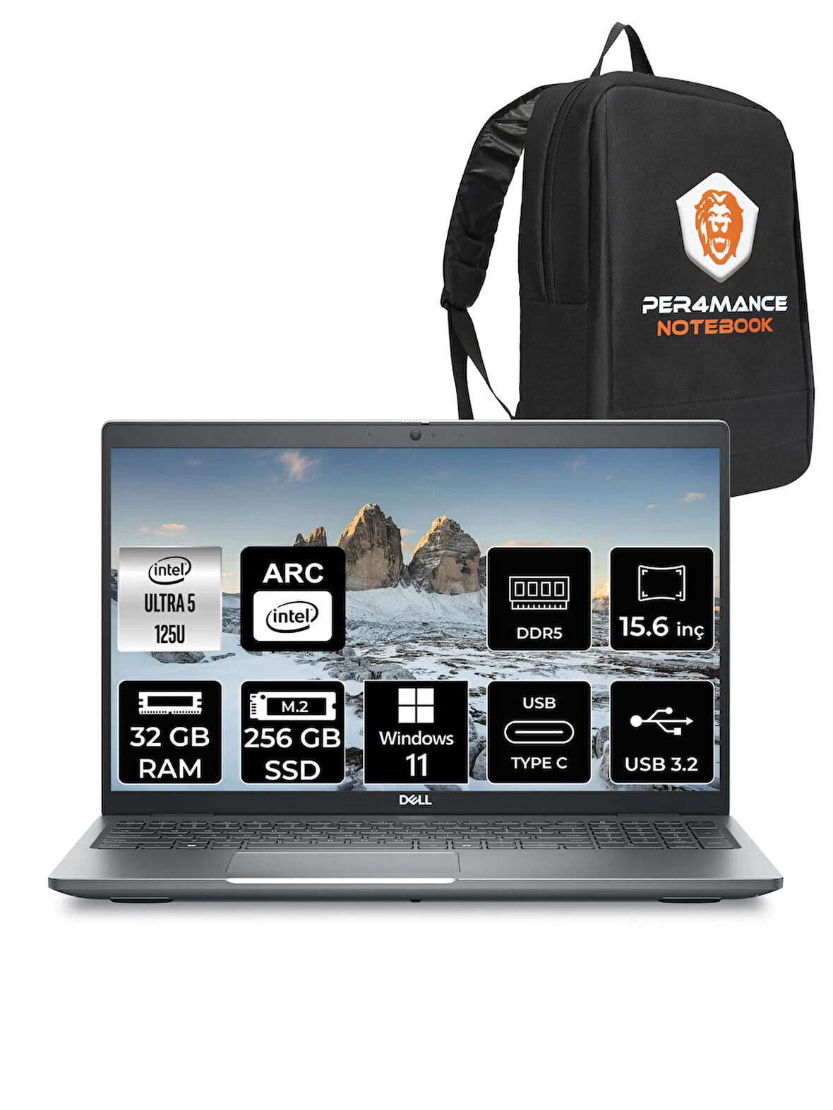 DELL Latitude 5550 Ultra 5 125U 32GB DDR5 256GB SSD 15.6'' FHD W11P Dizüstü Bilgisayar & PER4 ÇANTA