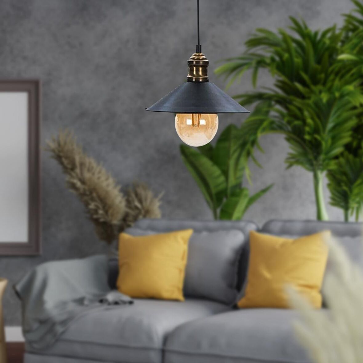 Gönen Tekli Siyah Modern Retro Sarkıt Mutfak Retro Salon Avize 