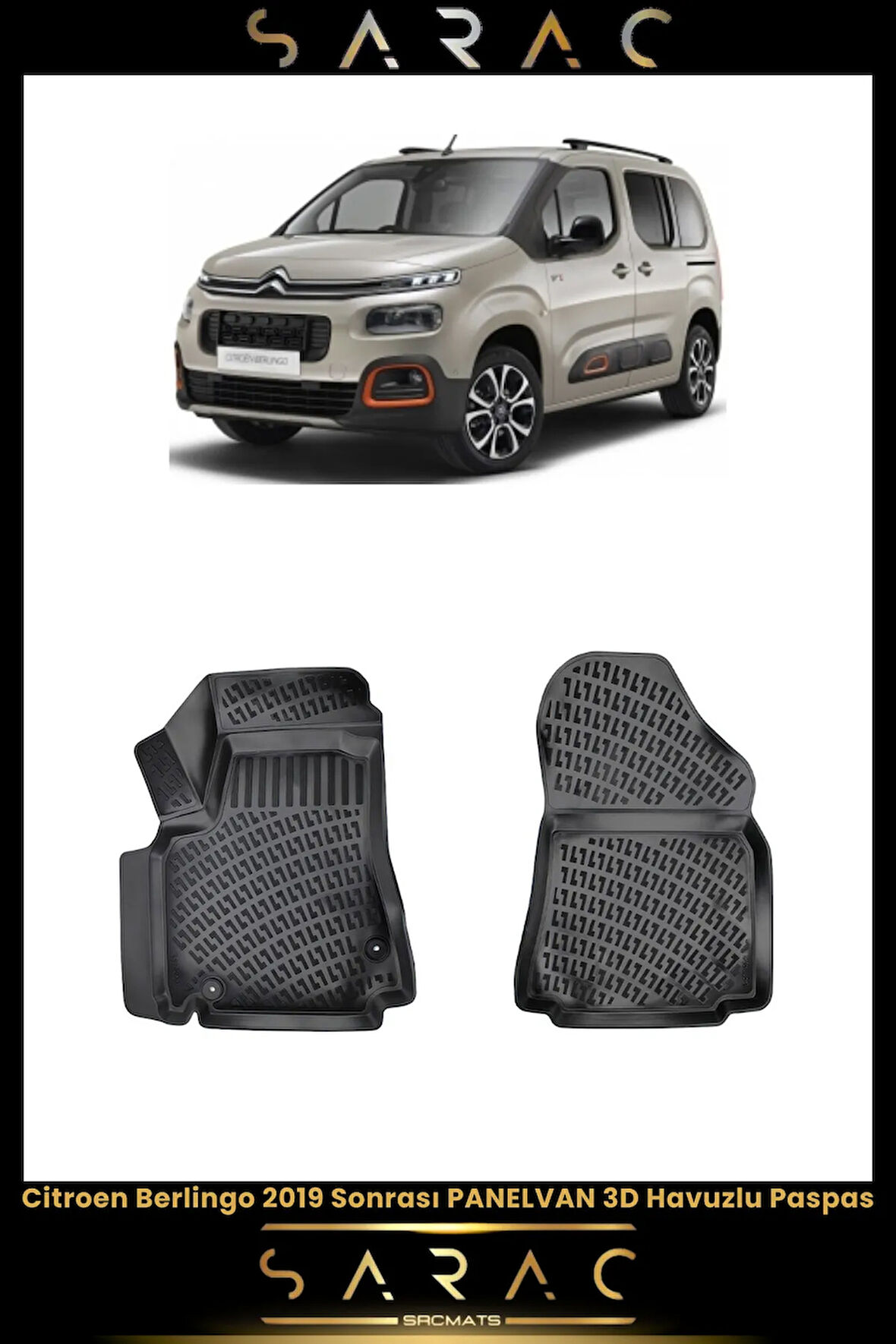 Citroen Berlingo Panelvan 2024 Model Araca Özel 3d Havuzlu Paspas(2 PARÇA)