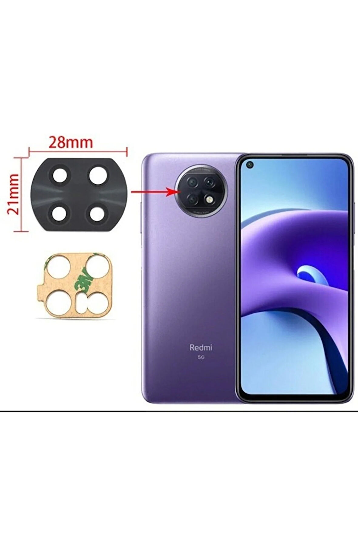 Xıaomi Red Mi Note 9  Uyumlu T Arka Kamera Camı Lens