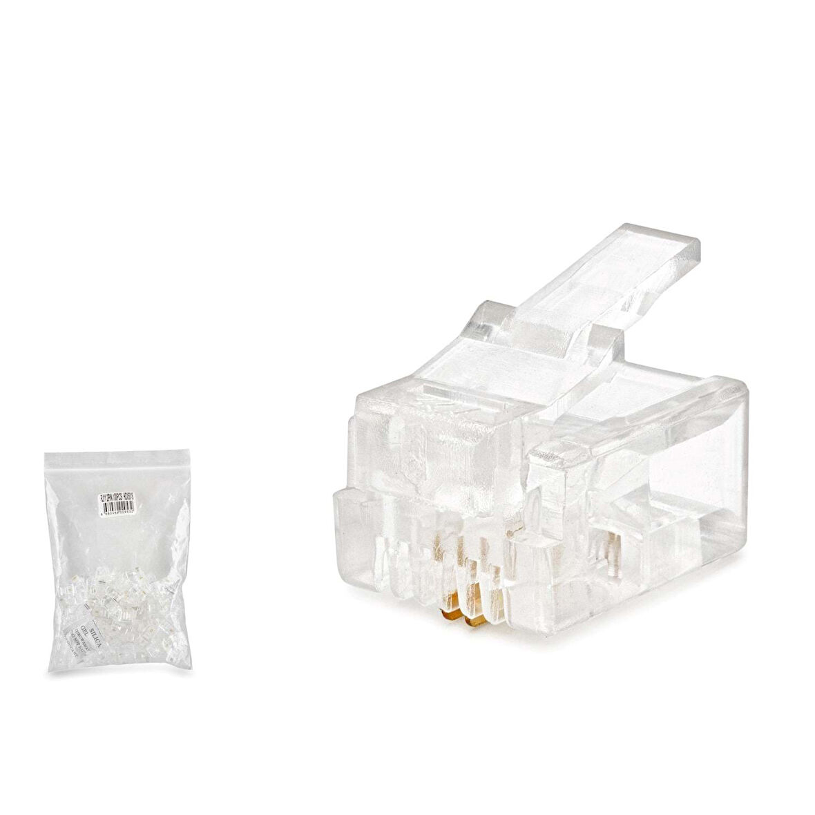 RJ11 Konnektör 2 Pın Telefon 100 Lü Paket Şeffaf HDX5018