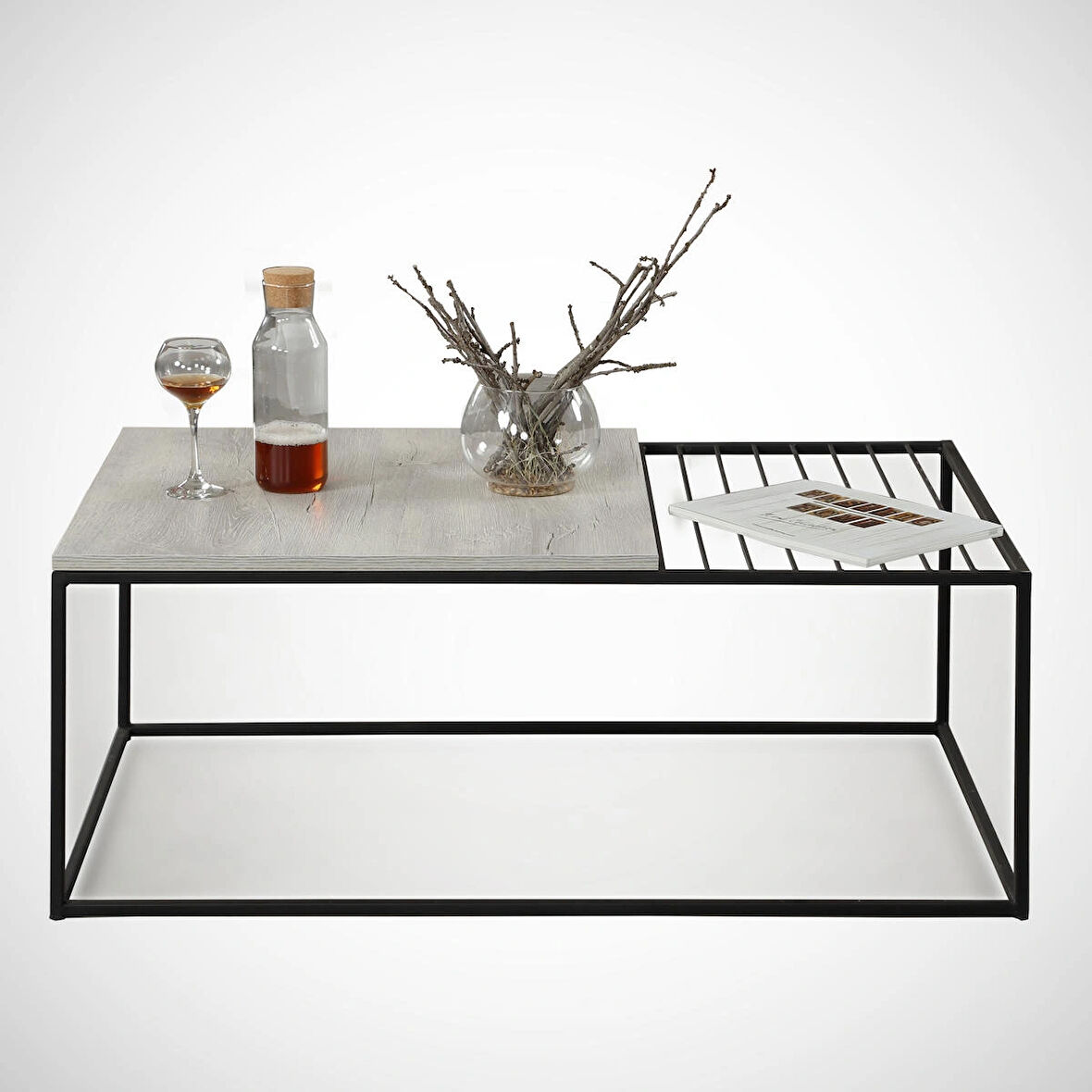 Pasific Home Zinus Metal Orta Sehpa, Beyaz Meşe