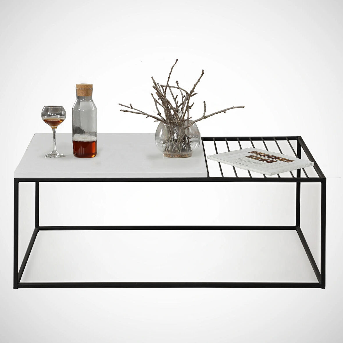 Pasific Home Zinus Metal Orta Sehpa, Ahşap Beyaz