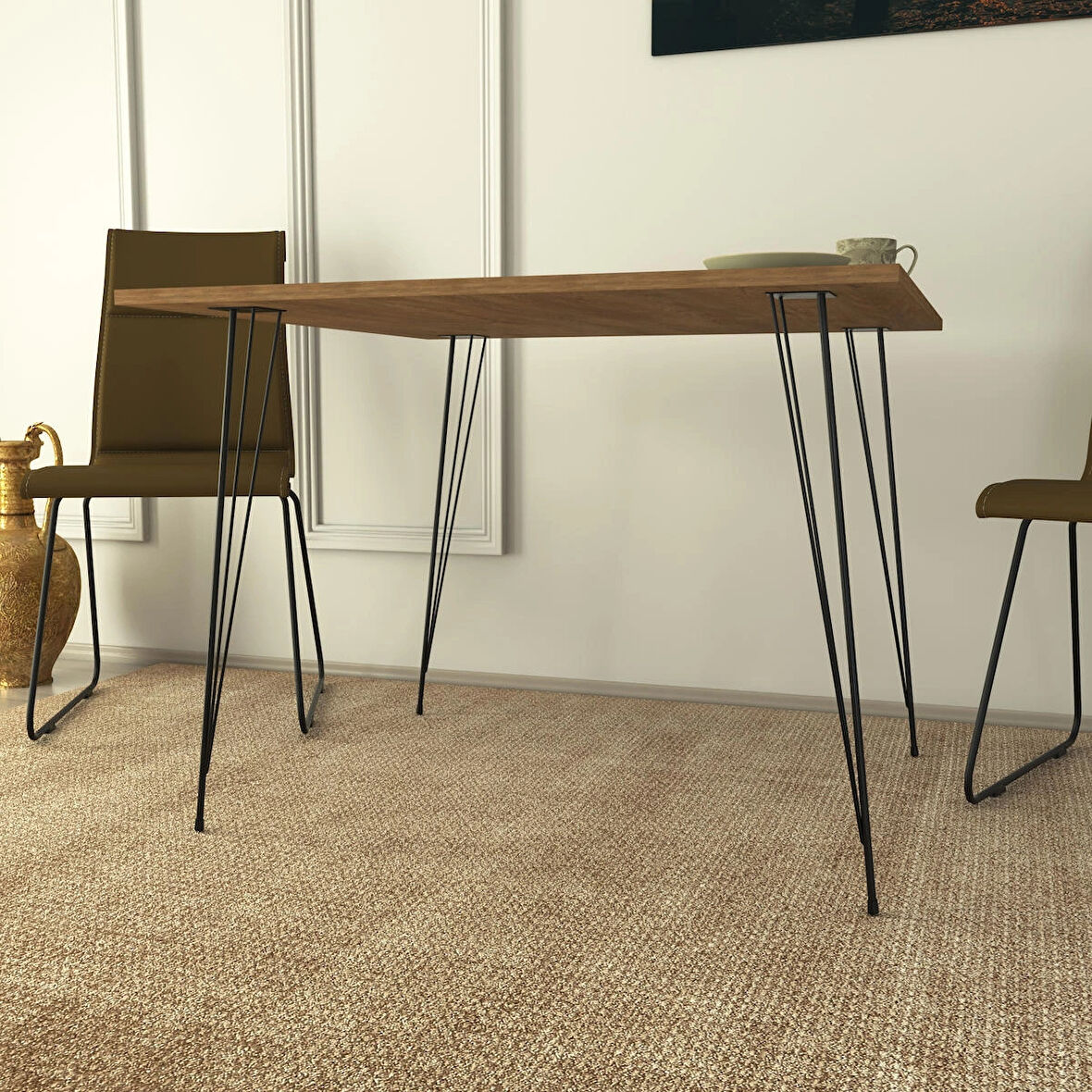 Pasific Home Sandalf Metal Ayaklı Mutfak Masası, Kare 90x90, Koyu Meşe
