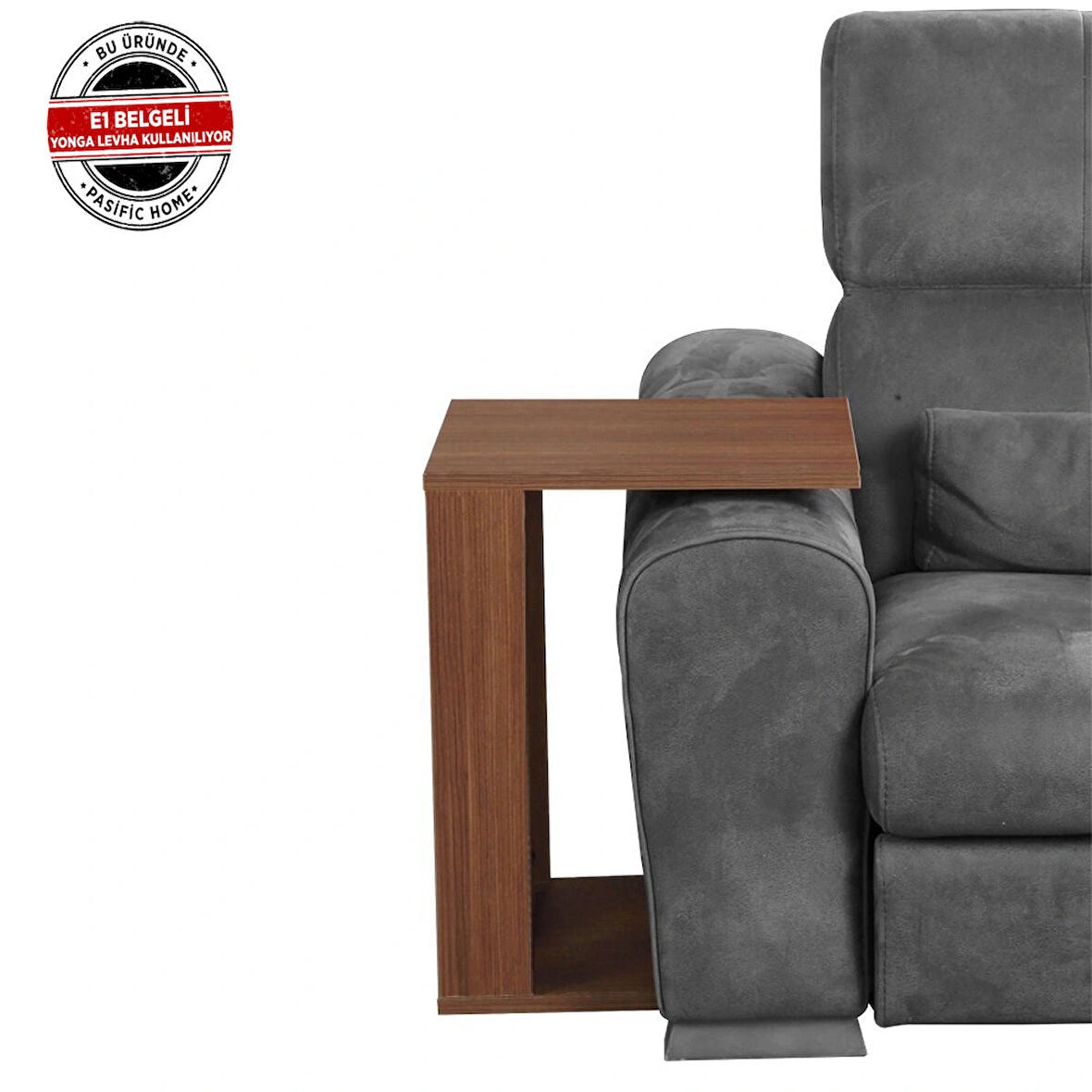 Pasific Home Single Çok Amaçlı Tekerlekli C Sehpa ,Koltuk Sehpası, Ceviz