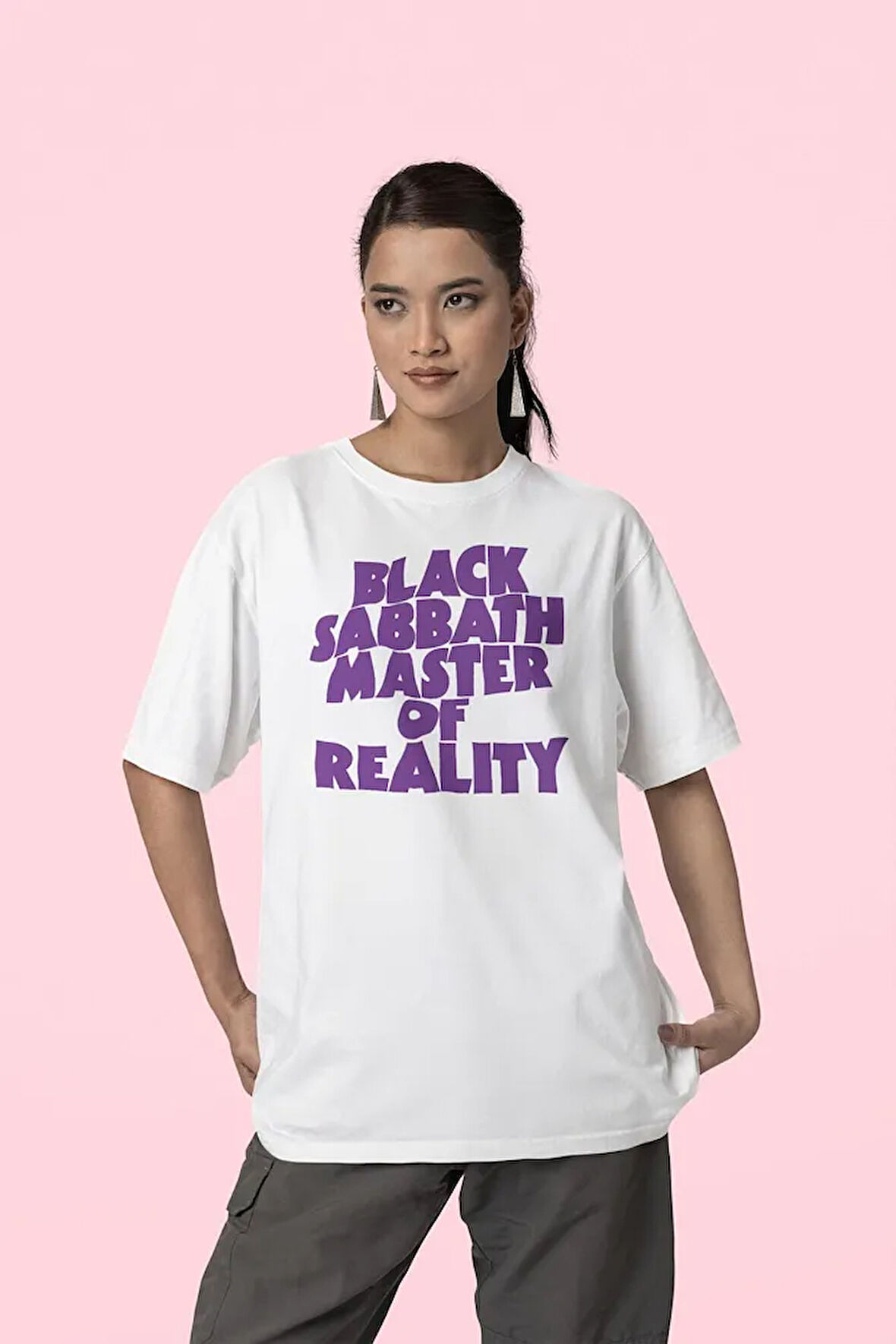 Black Sabbath Master Of Reality Yazılı Unisex Oversize Müzik Grubu Tişört