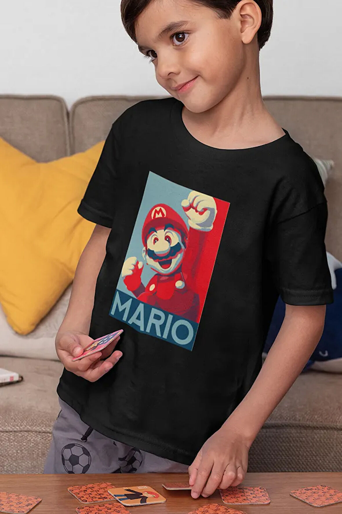 Süper Mario Baskılı Unisex Oyun Çocuk Tişört (1-12 YAŞ)
