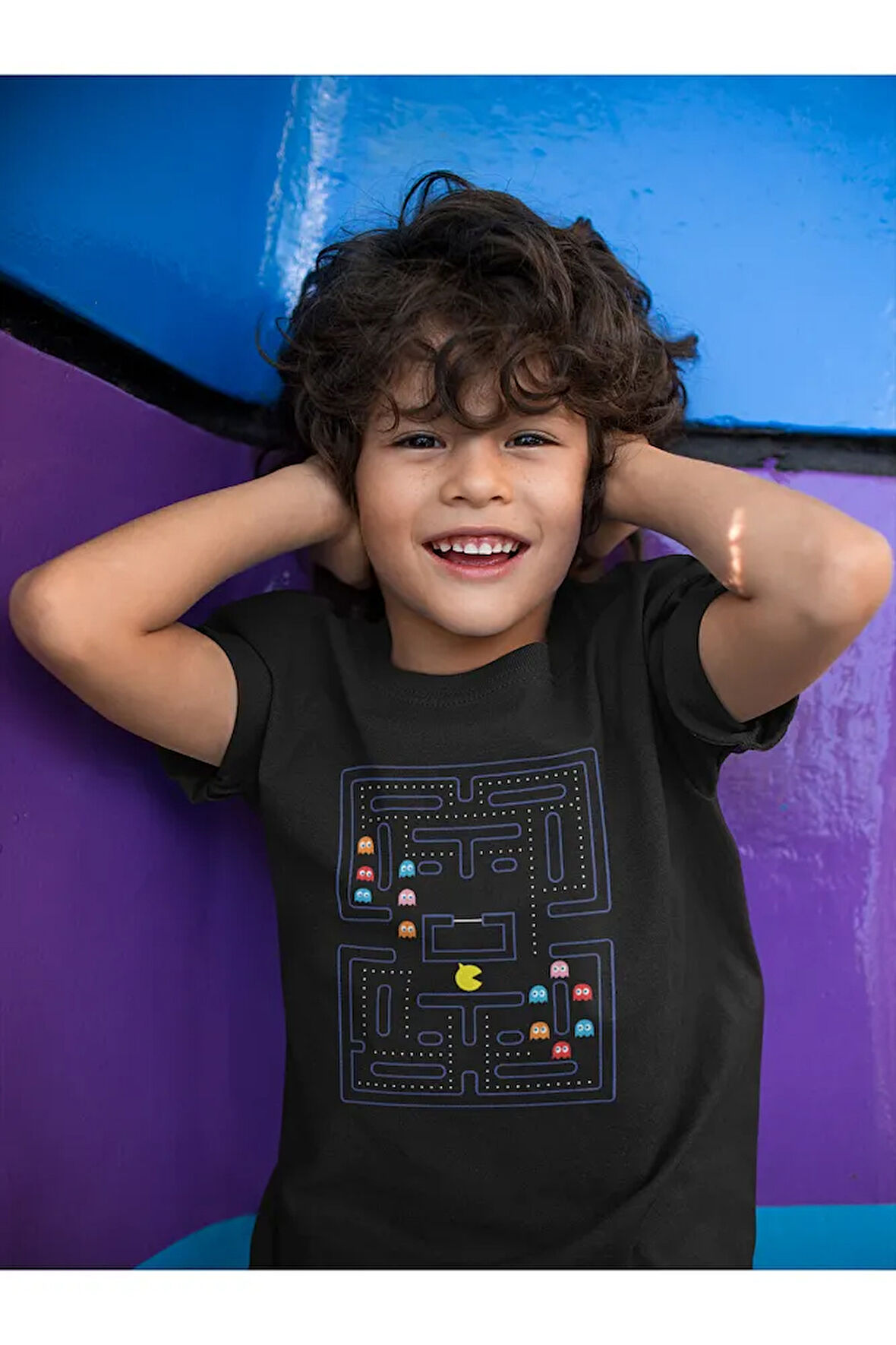 Pacman Baskılı Unisex Oyun Çocuk Tişört (1-12 YAŞ)