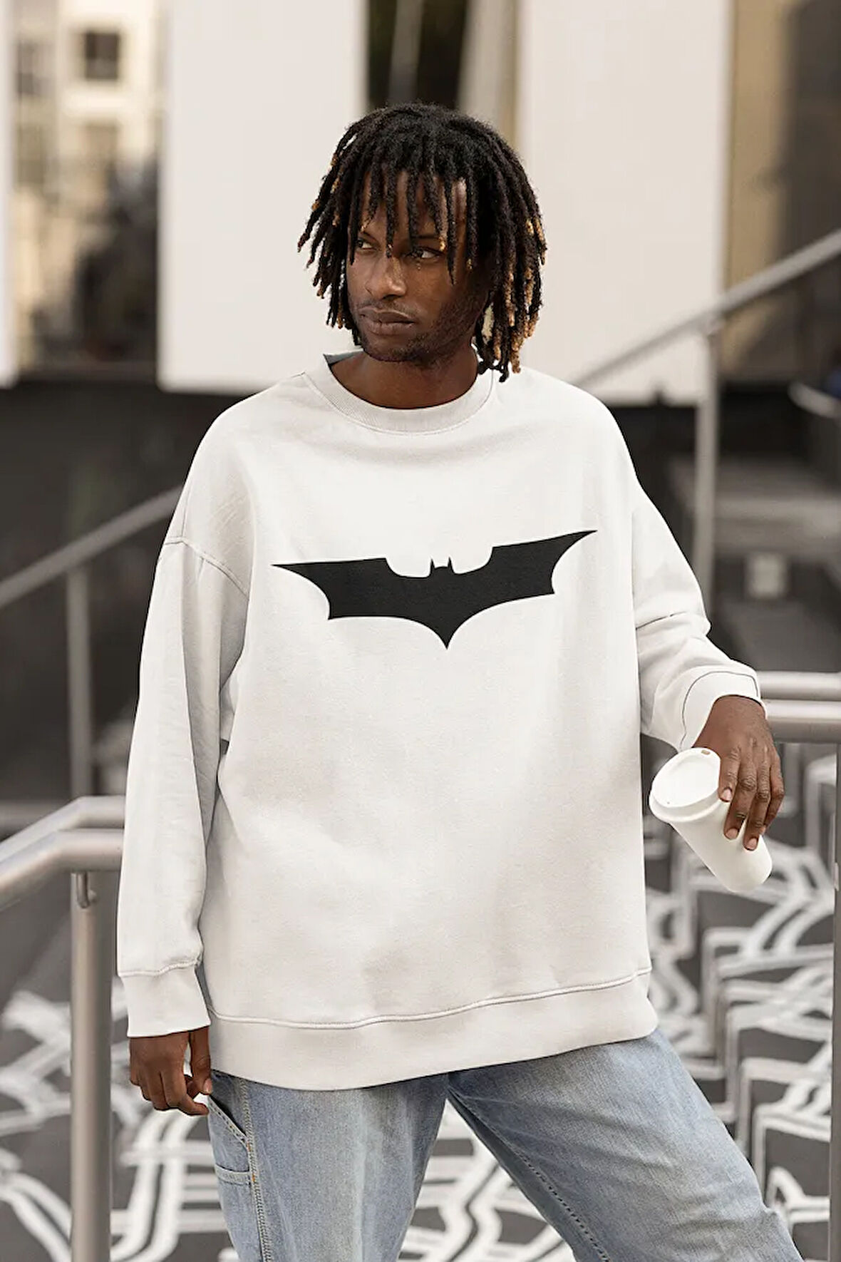 Batman Logo Baskılı Unisex Oversize Yarasa Sweatshirt
