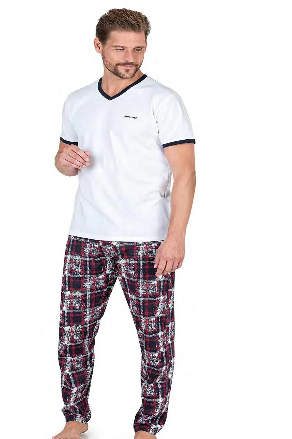 Pierre Cardin  Erkek Kısa Kollu  V Yaka Penye Pijama Takımı