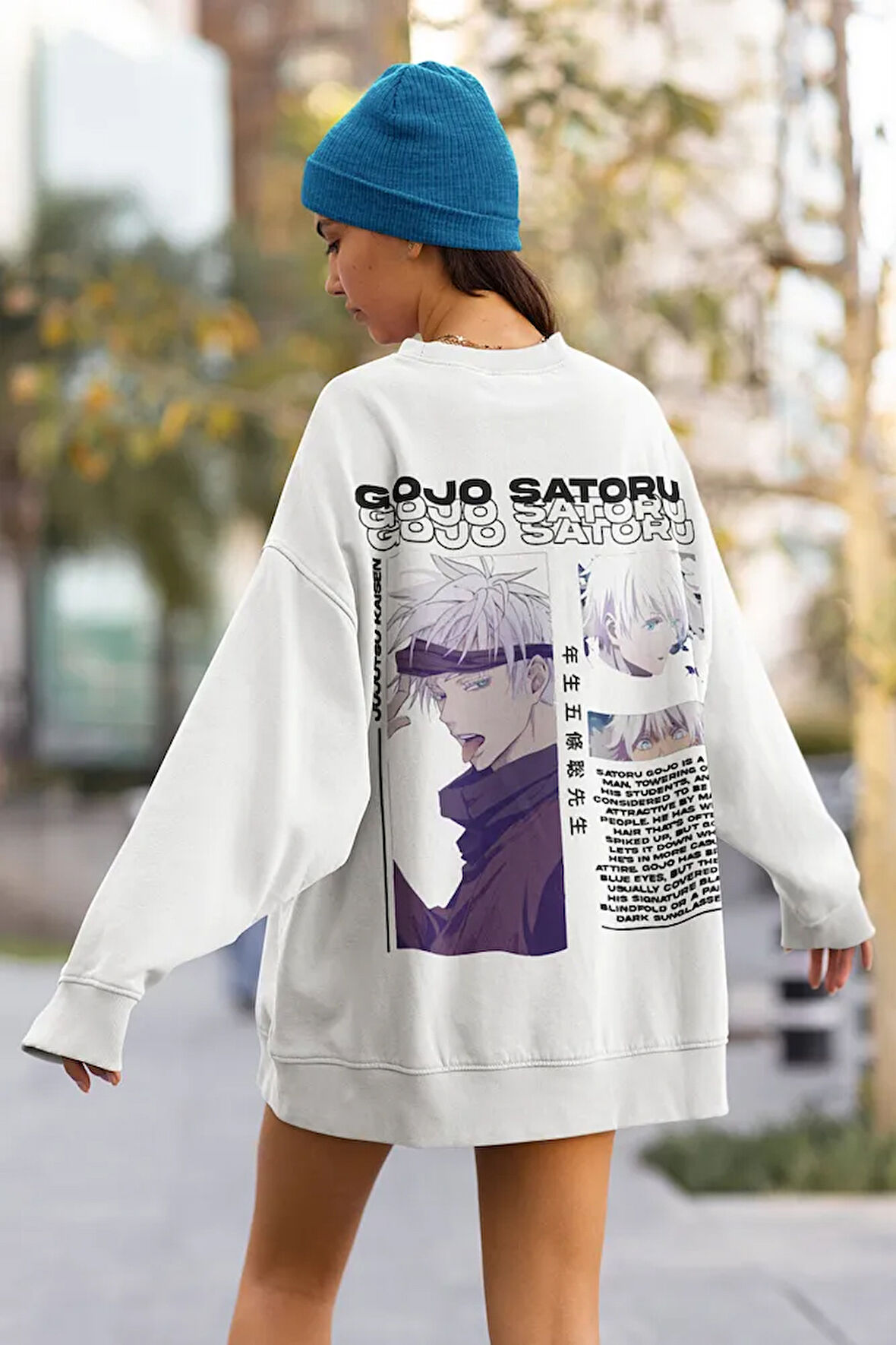 Gojo Satoru Baskılı Unisex Oversize Anime Sweatshirt