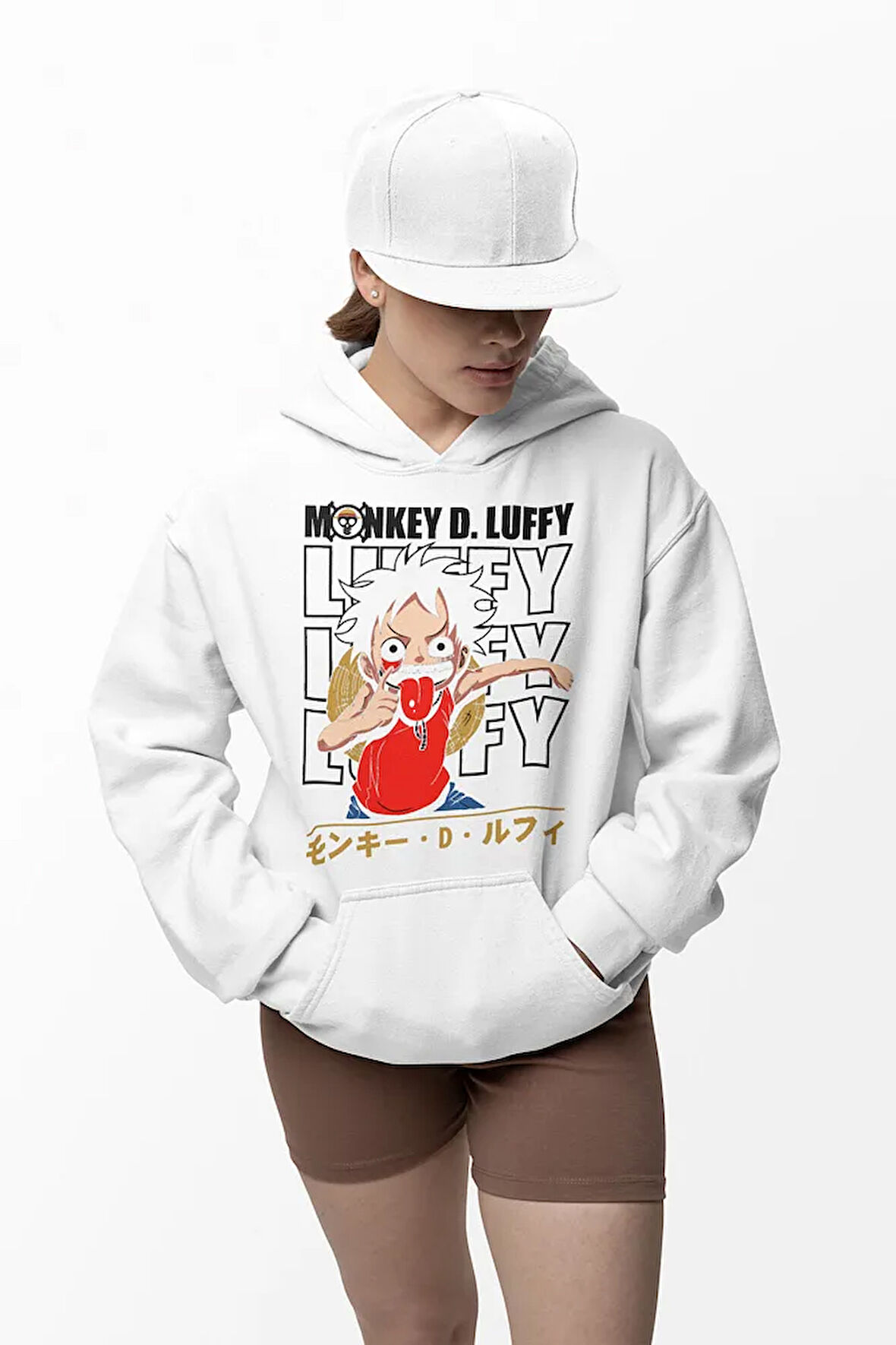 Monkey D. Luffy Baskılı Unisex Oversize Anime Çizgi Film Hoodie