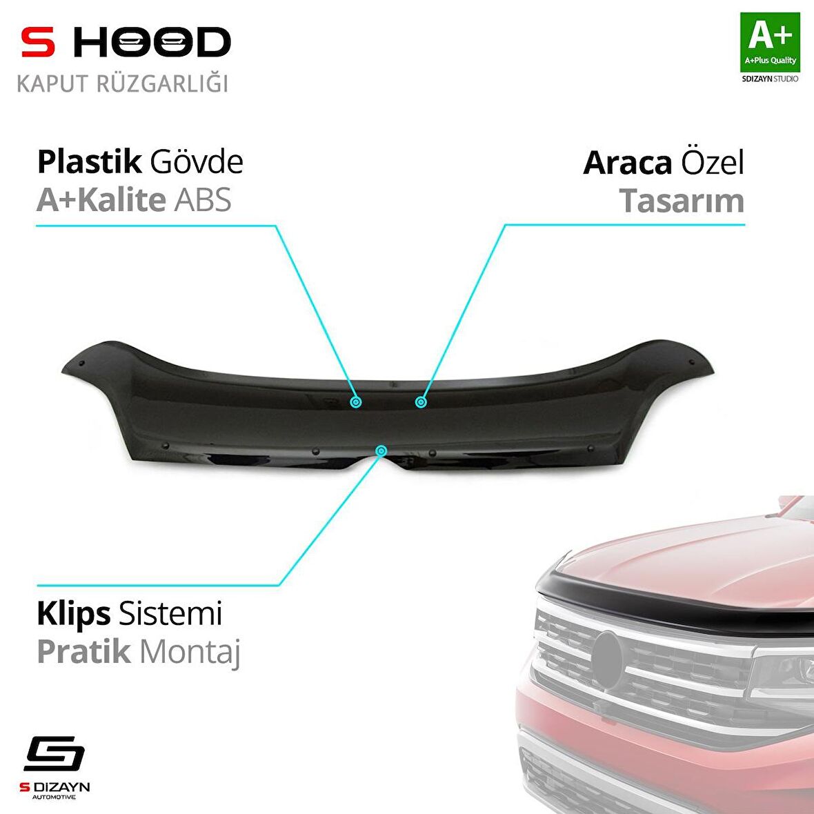 S-Dizayn Citroen Relay ABS Plastik Kaput Rüzgarlığı 2014 Üzeri A+Kalite