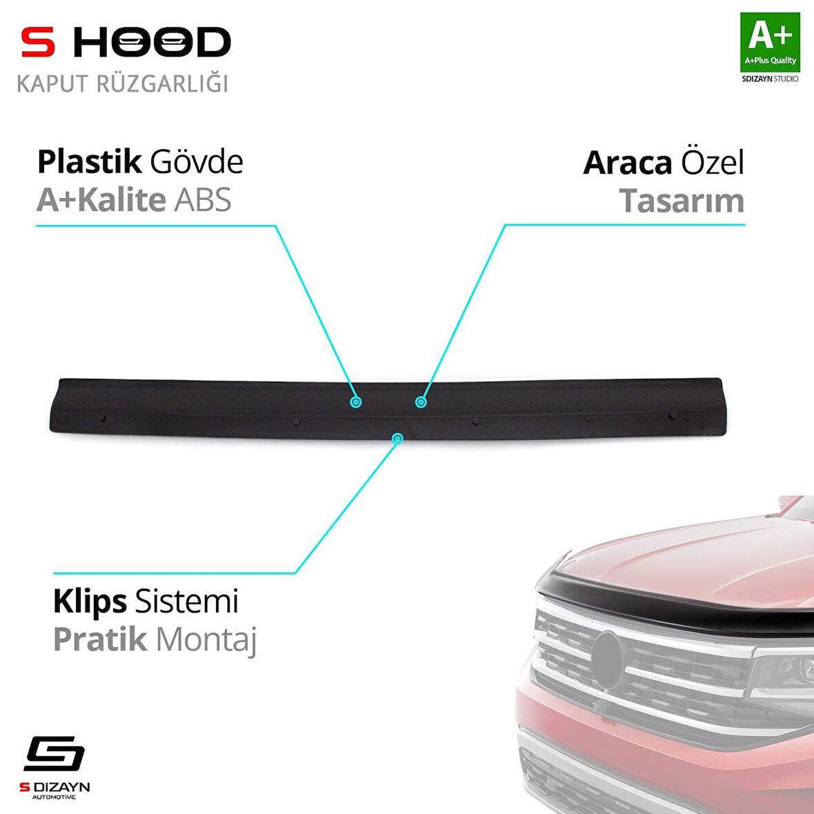 S-Dizayn Fiat Ducato ABS Plastik Kaput Rüzgarlığı 2006-2014 A+Kalite