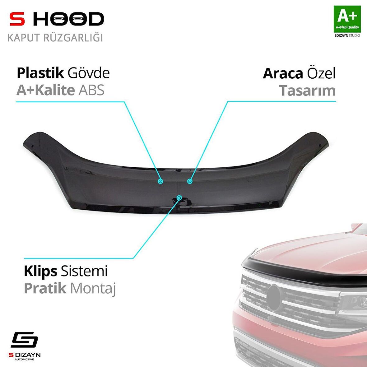 S-Dizayn Fiat Ducato ABS Plastik Kaput Rüzgarlığı 2014 Üzeri A+Kalite
