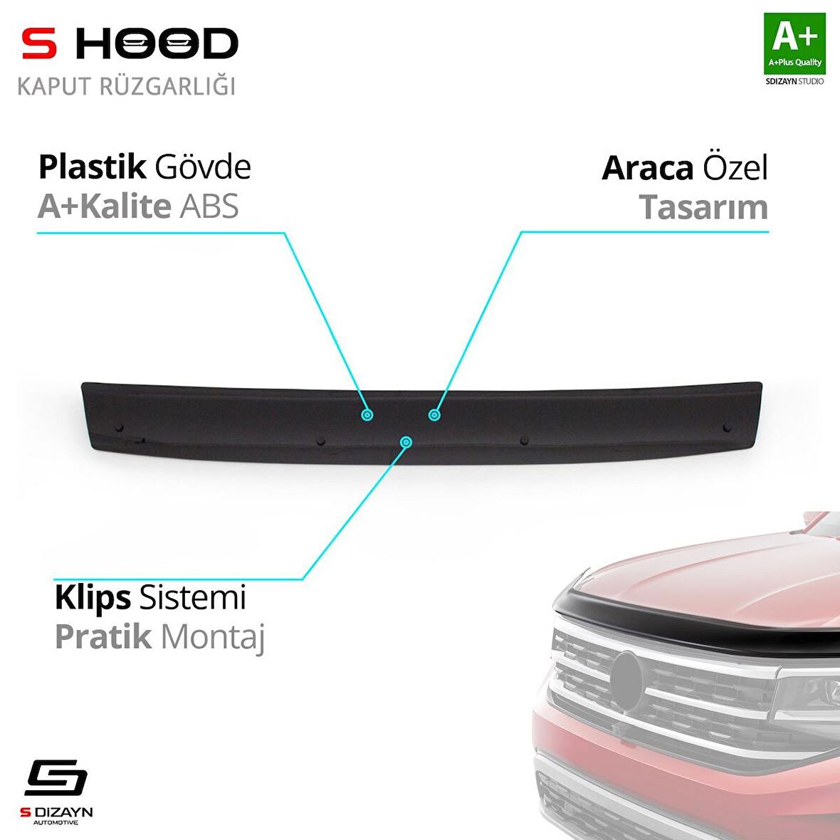 S-Dizayn Nissan Primaster ABS Plastik Kaput Rüzgarlığı 2001-2014 A+Kalite