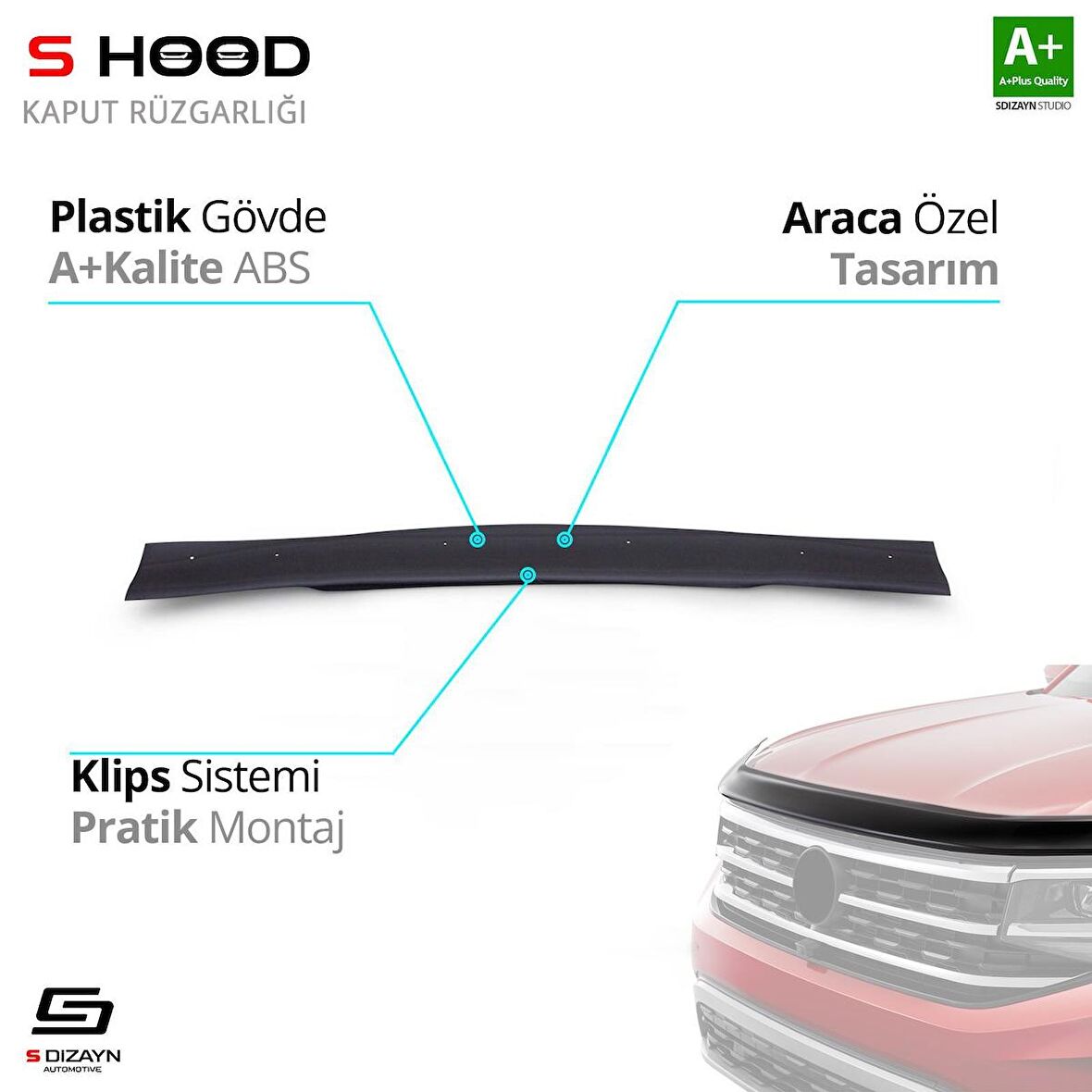 S-Dizayn Opel Frontera ABS Plastik Kaput Rüzgarlığı 0 A+Kalite