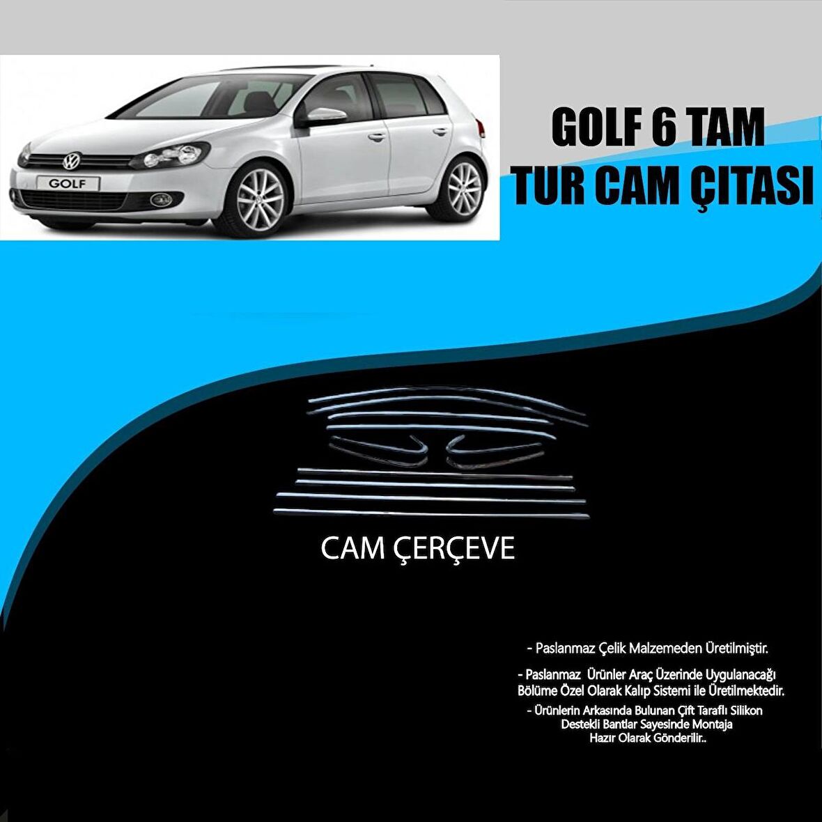 Volkswagen Golf 6 Krom Cam Çerçevesi 12 Parça