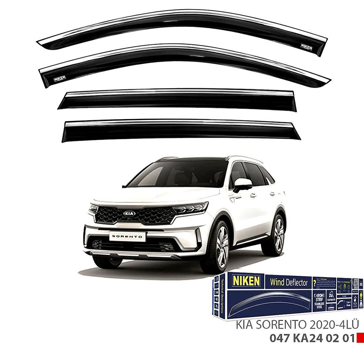 Niken Kia Sorento 2020- Kromlu Cam Rüzgarlığı 4 LÜ