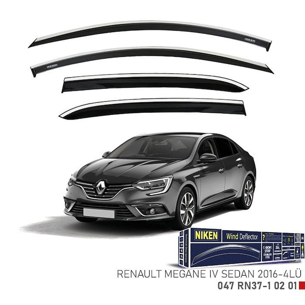 Renault Megane 4 Sd Kromlu Cam Rüzgarlığı 4'lü 2016+