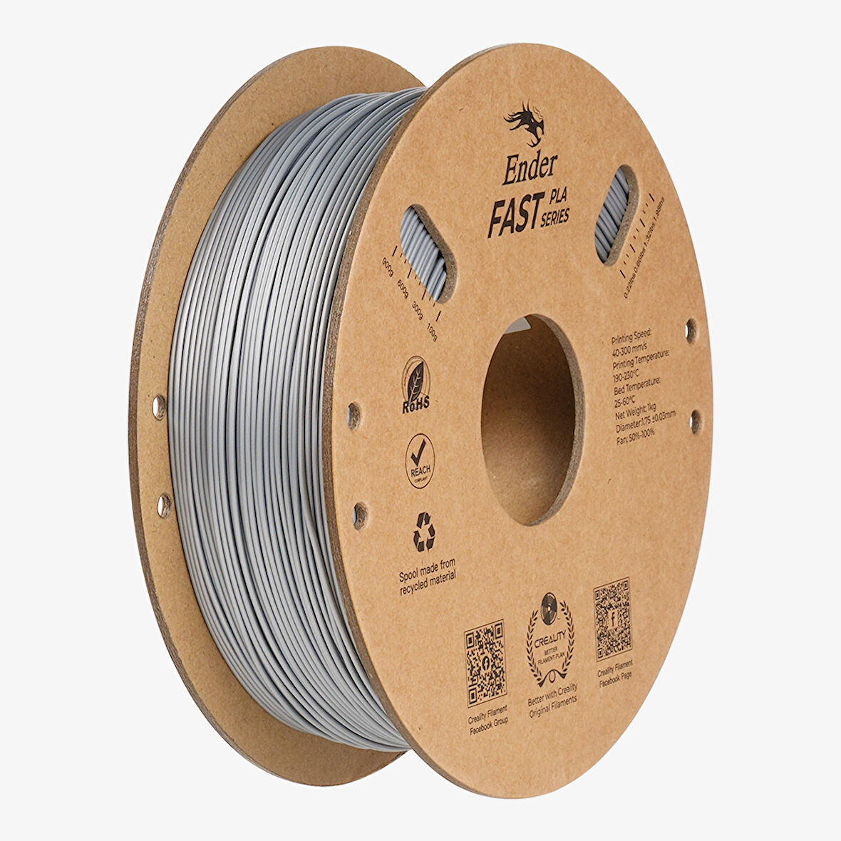 Creality Ender Fast PLA Filament Gümüş 1.75mm 1kg Standart