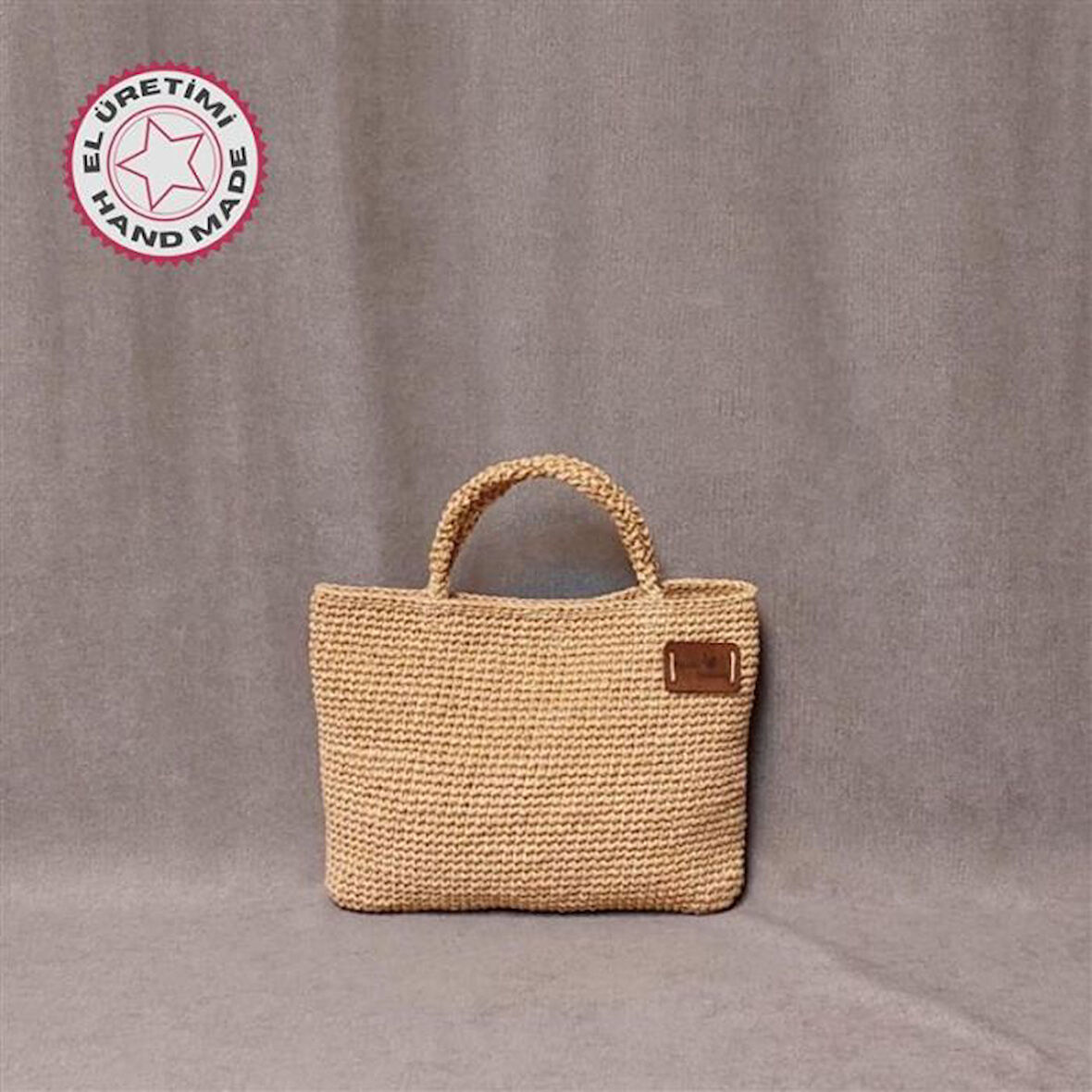 Uretti - Volkan 4975 3316 El Yapımı Kağıt İp El Çantası - Açık Kahve