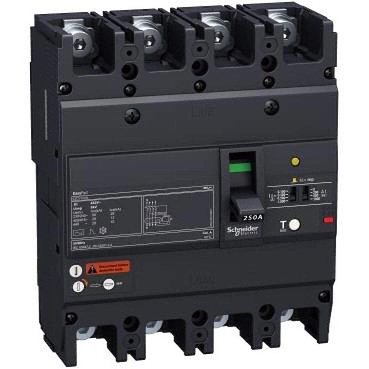 Schneider EZCV250H4125, 125 Amper, 36 kA, 4 Kutuplu, Kaçak Akım Korumalı Kompakt Şalter, EZCV250H, TM125D Korumalı