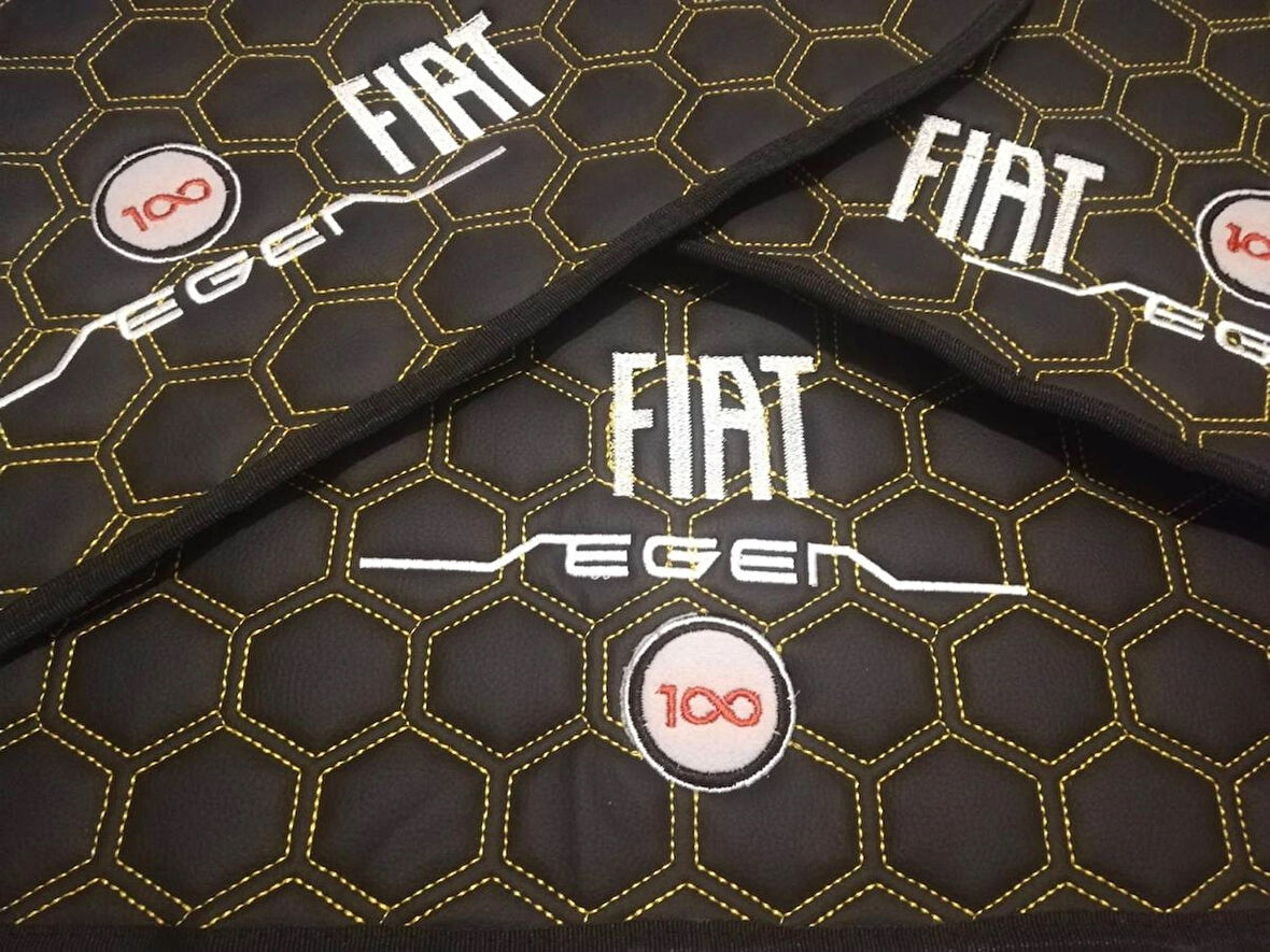 100.YIL LOGOLU Fiat Egea Hatchback Uyumlu(2017-2024) Kasa Deri Kapitone Oto Paspas Takımı