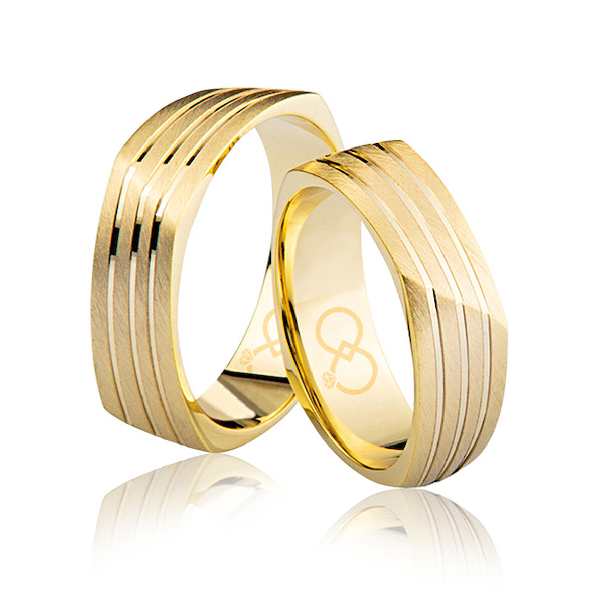 Sarı Kare Altın Alyans 3304-2