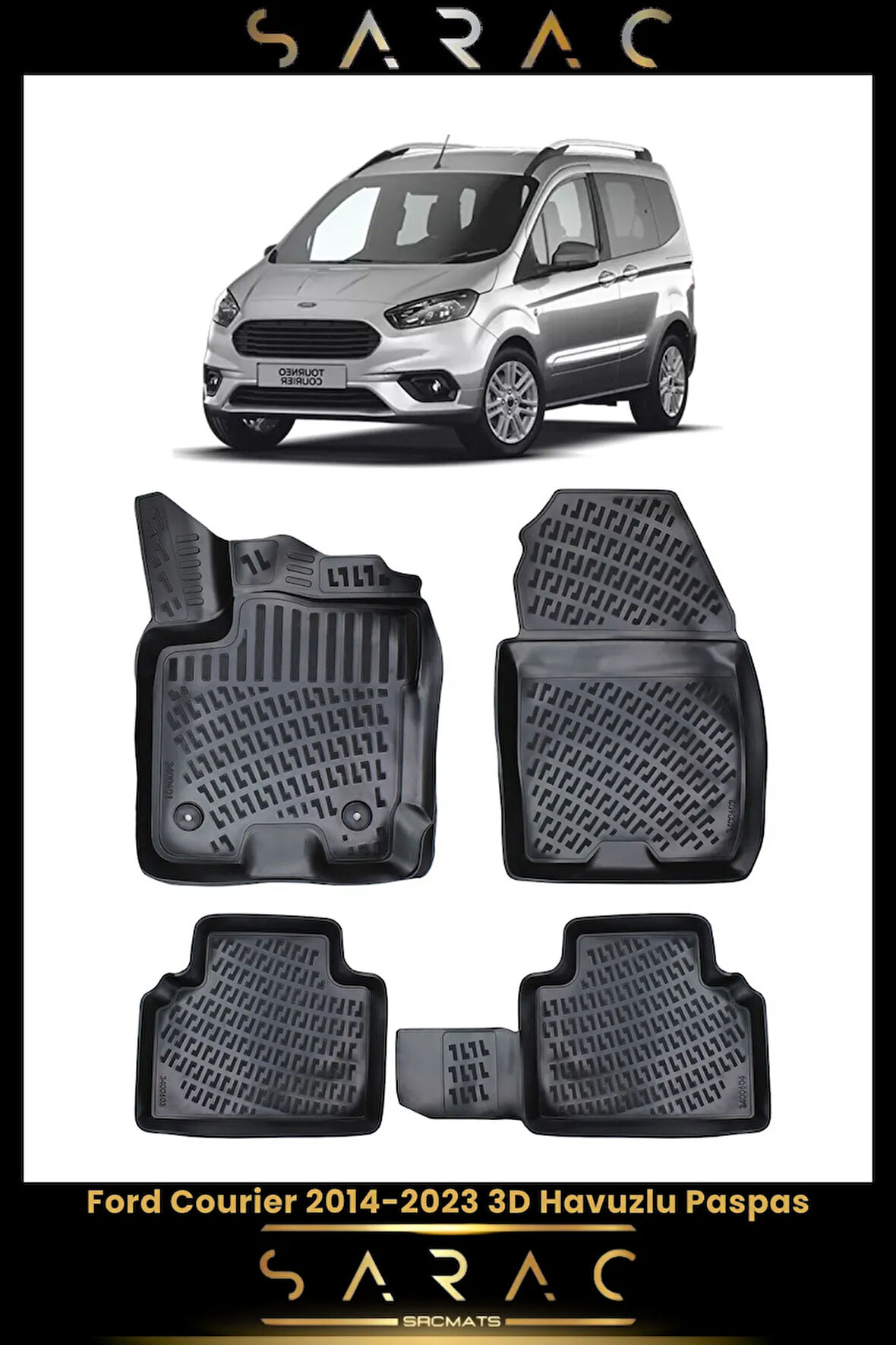 Ford Courier 2014 Model Araca Özel 3d Havuzlu Paspas