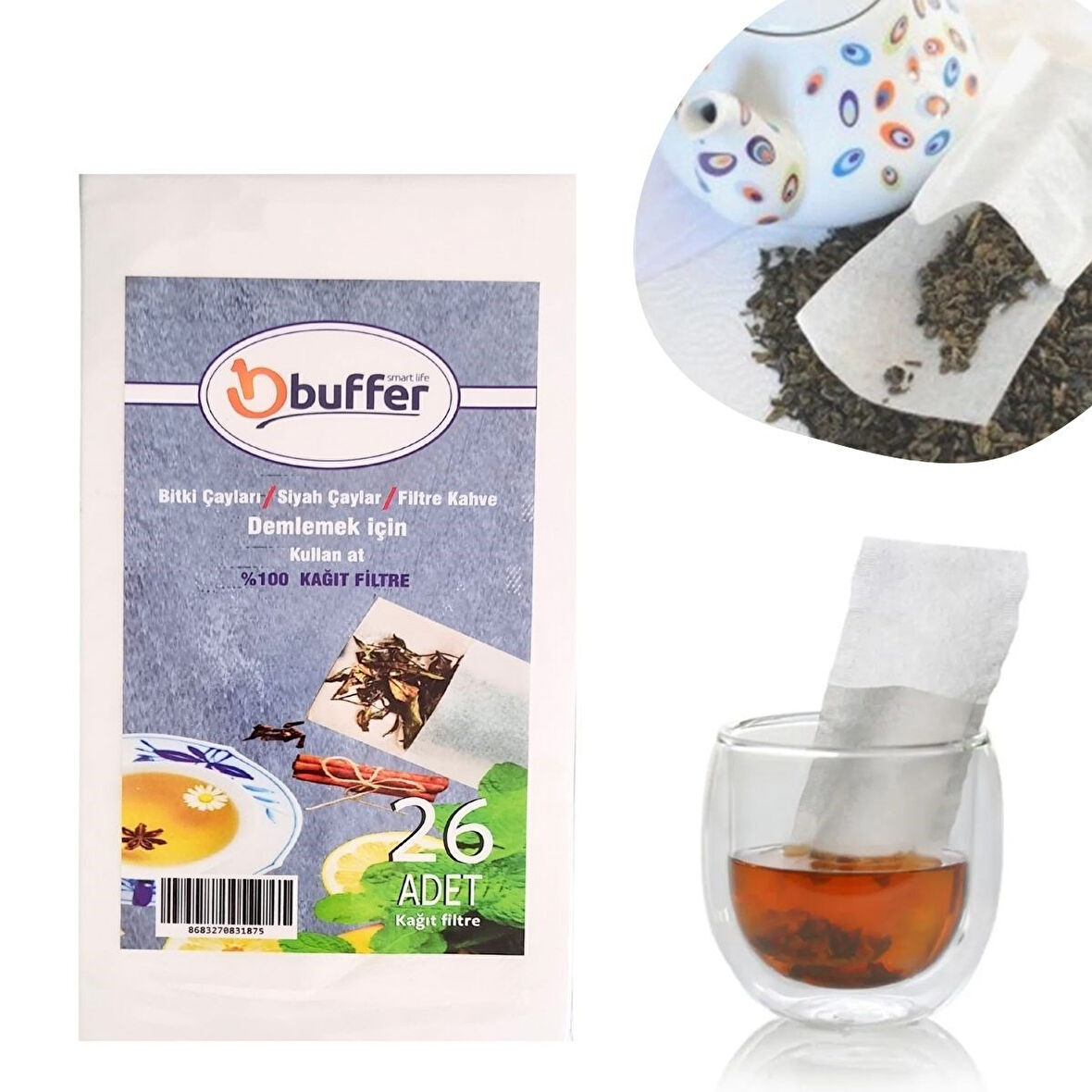 By Nevser® 26 Adet Pratik Kullan At Çay,Bitki Çayı,Filtre Kahve Demleme Poşeti Süzgeci