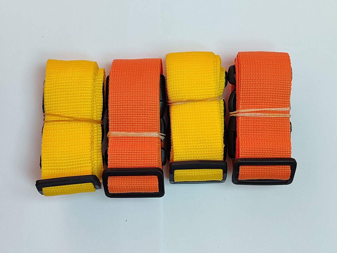 2 Adet Sarı 2 Adet  Turuncu Valiz Kemeri 4 Cm Toplam 4 Adet
