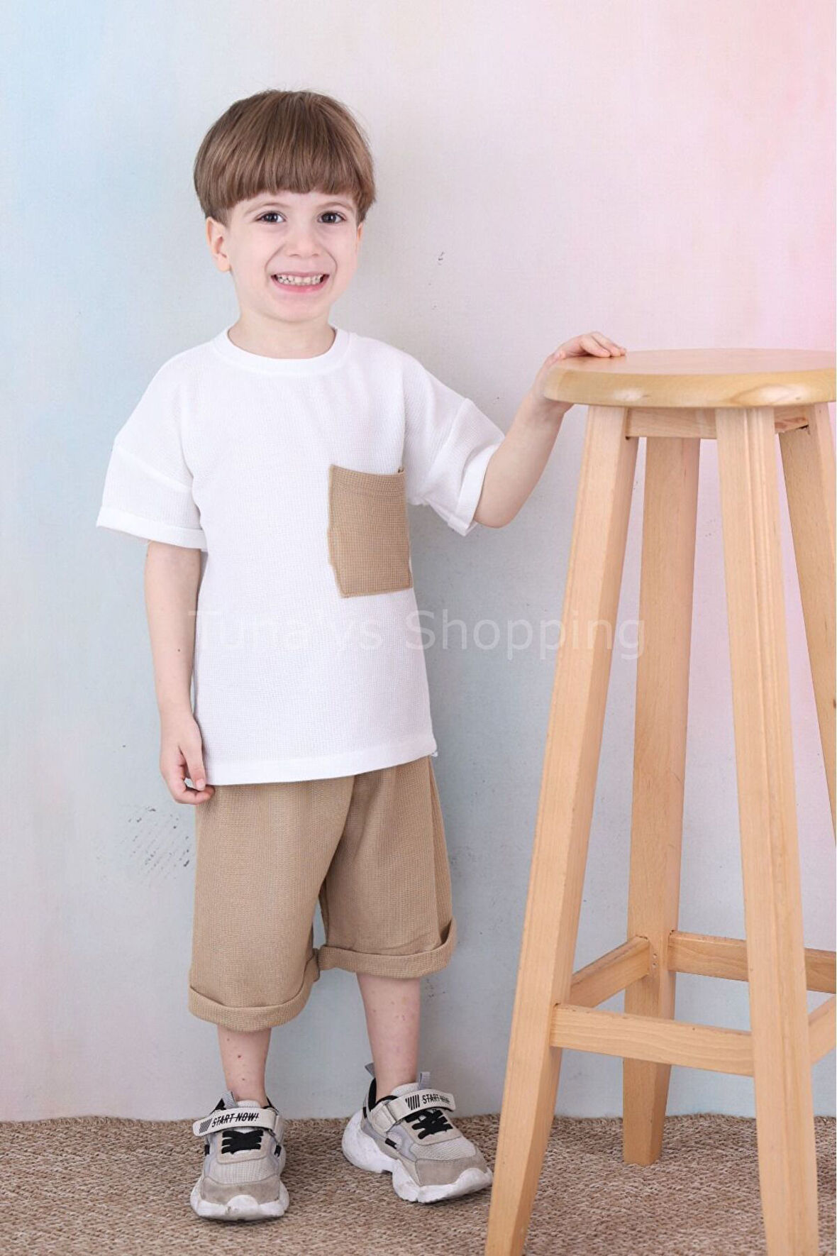 Erkek Çocuk Şortlu Takım Oversize Kalıp Waffle Kumaş (6sFOG6Wo6r)