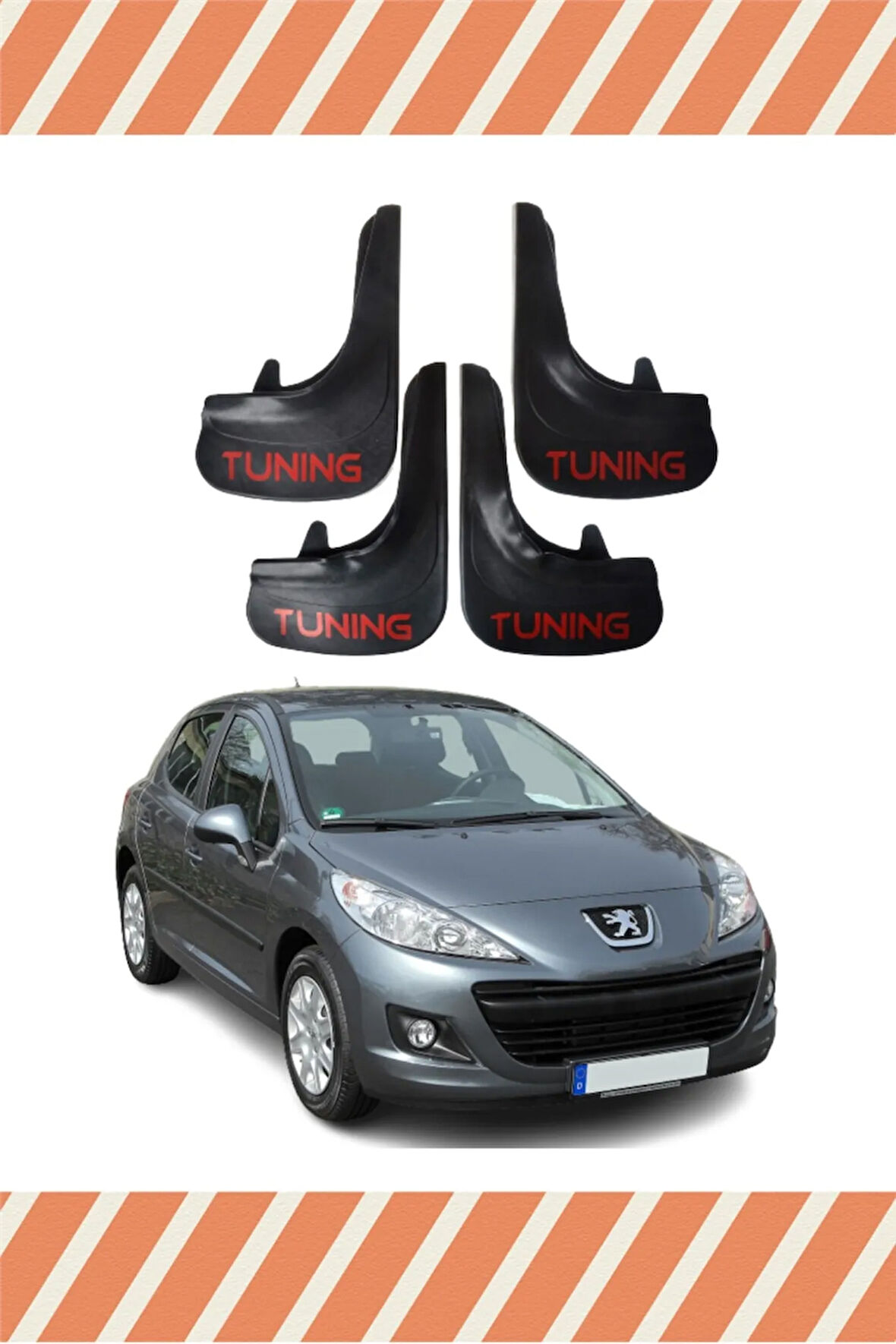 Peugeot 207 Tuning yazılı 4’lü tozluk çamurluk paçalık kaliteli malzeme
