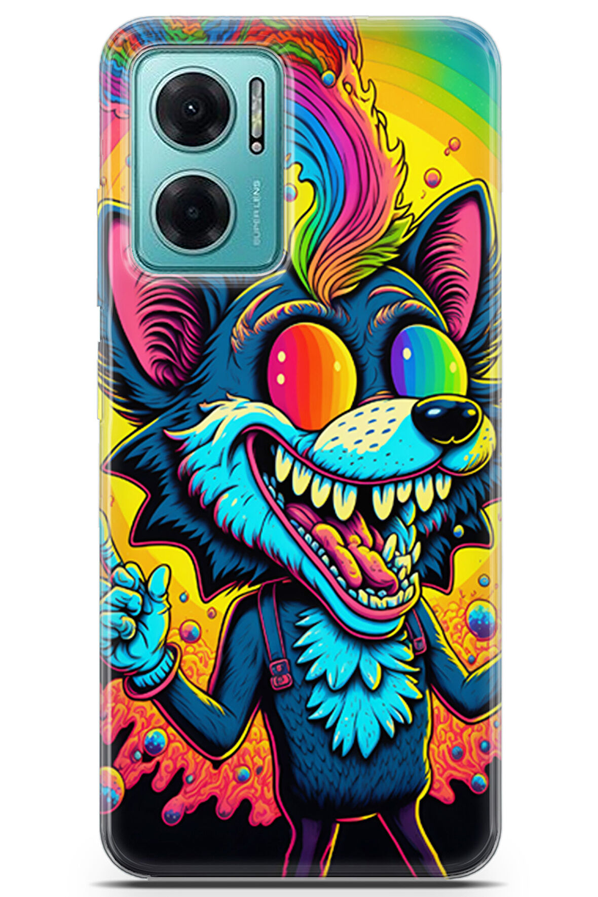 Xiaomi Redmi Note 11E uyumlu Renkler 16 HD Desen Renkli Kurt Vector