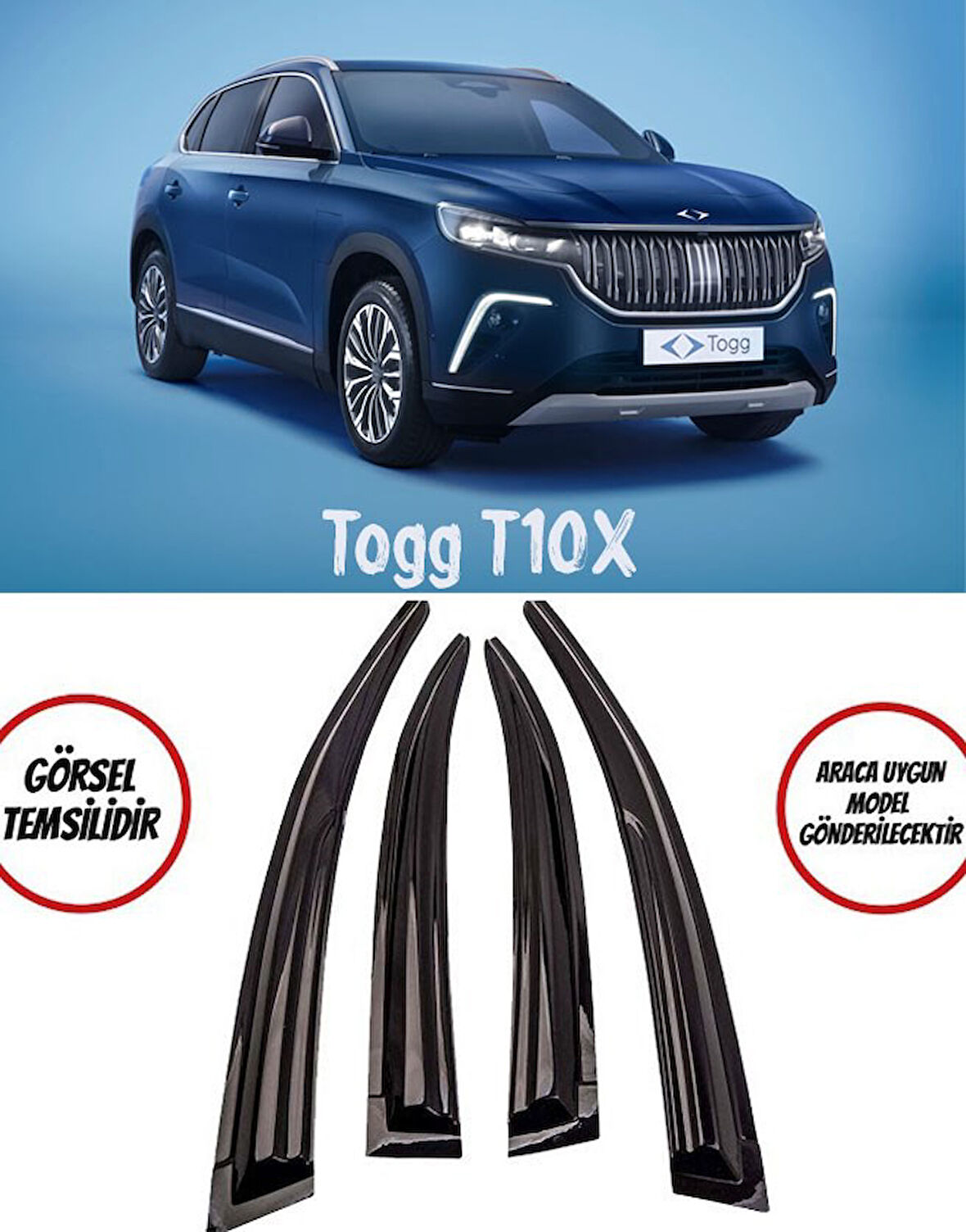 Togg T10x Cam Rüzgarlığı 4-lü Takım