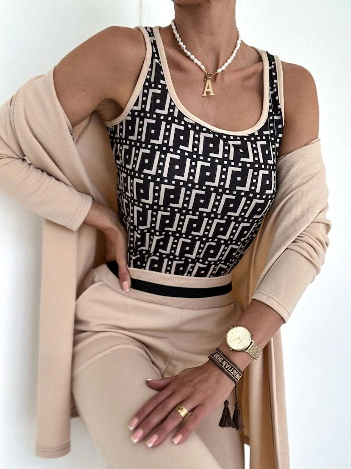 MDB Kadın Uzun Kollu Krep üçlü Takım