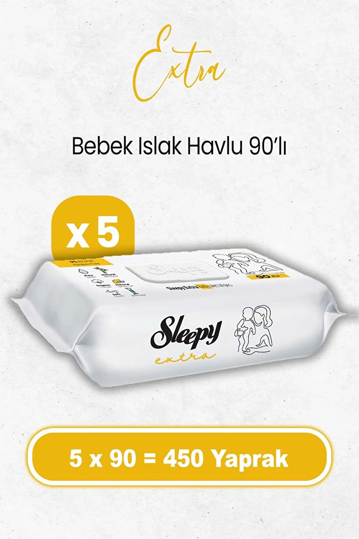 Sleepy Ekstra Islak Havlu Mendil 5x90 450 Yaprak