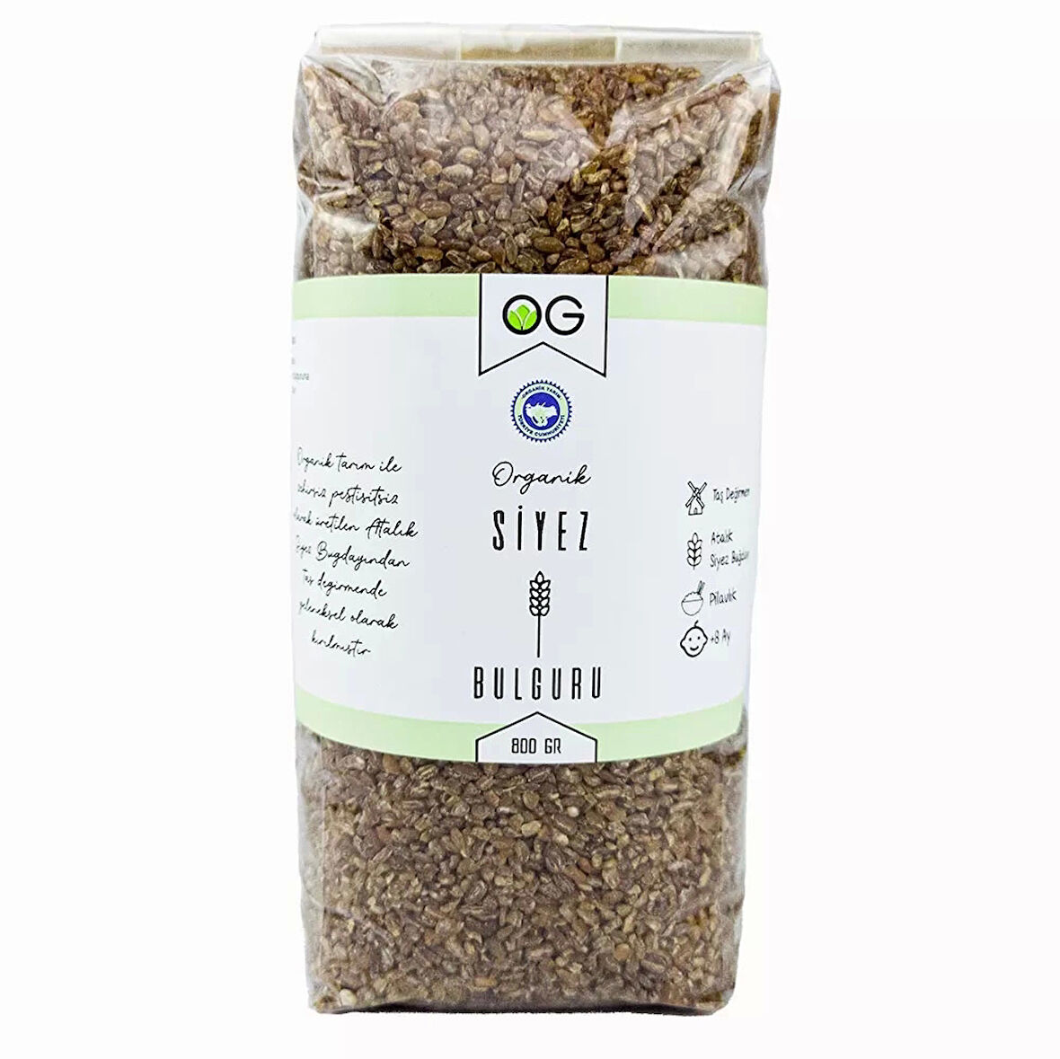 Og Natural Organik Pilavlık Siyez Bulguru 800 Gr 8+ Ay