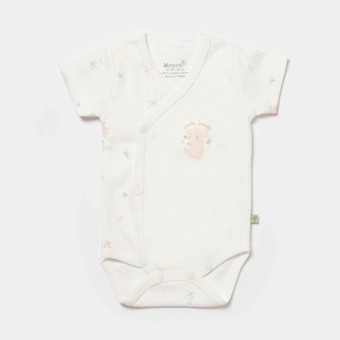 Bibaby Biorganic Koala Jungle Kısa Kol Kruvaze Body 56970 Pembe