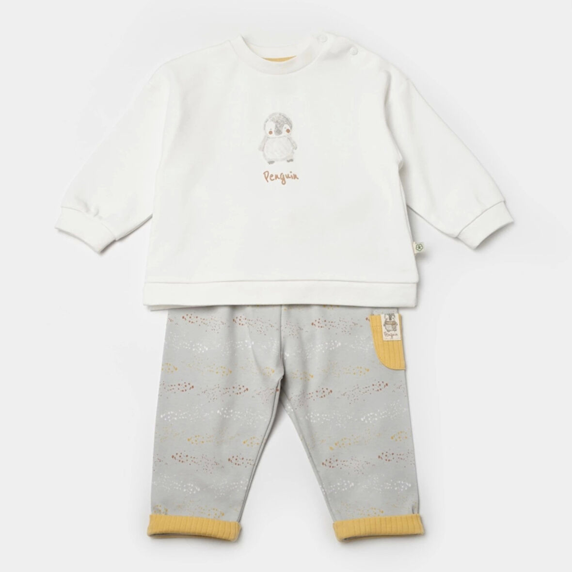 Bibaby Biorganic Penguin Club 2'li Bebek Takım 59809 Ekru Gri