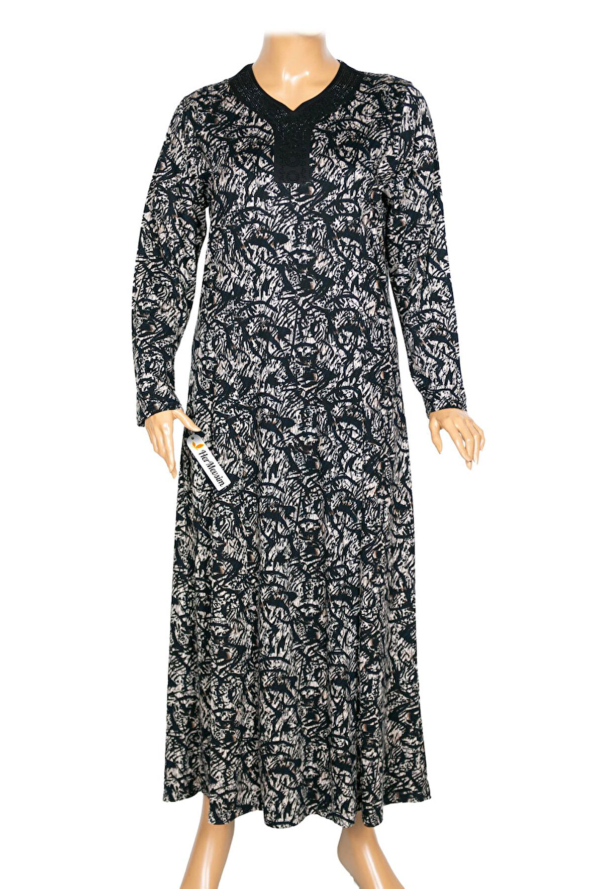 Hesna Kadın Demet Büyük Beden Kuplu Boydan Lacivert Elbise D81