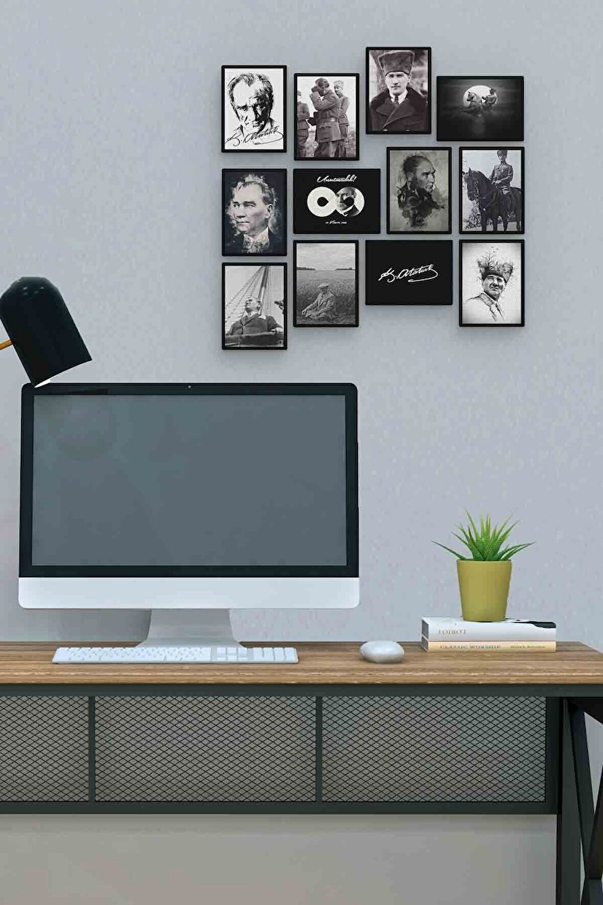 Mustafa Kemal Atatürk 12 Parça Mdf (ahşap) Tablo Ofis Boyu 