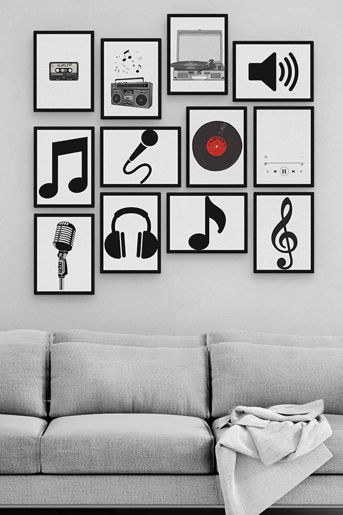 Müzik 12 Parça Ahşap Mdf Tablo Zlltb195