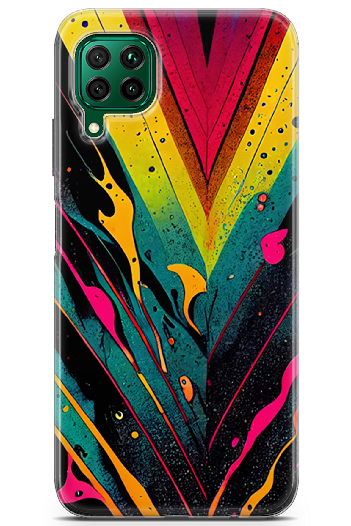 Huawei P40 Lite uyumlu Renkler 17 Baskılı Kapak Soyut Renk Sarı