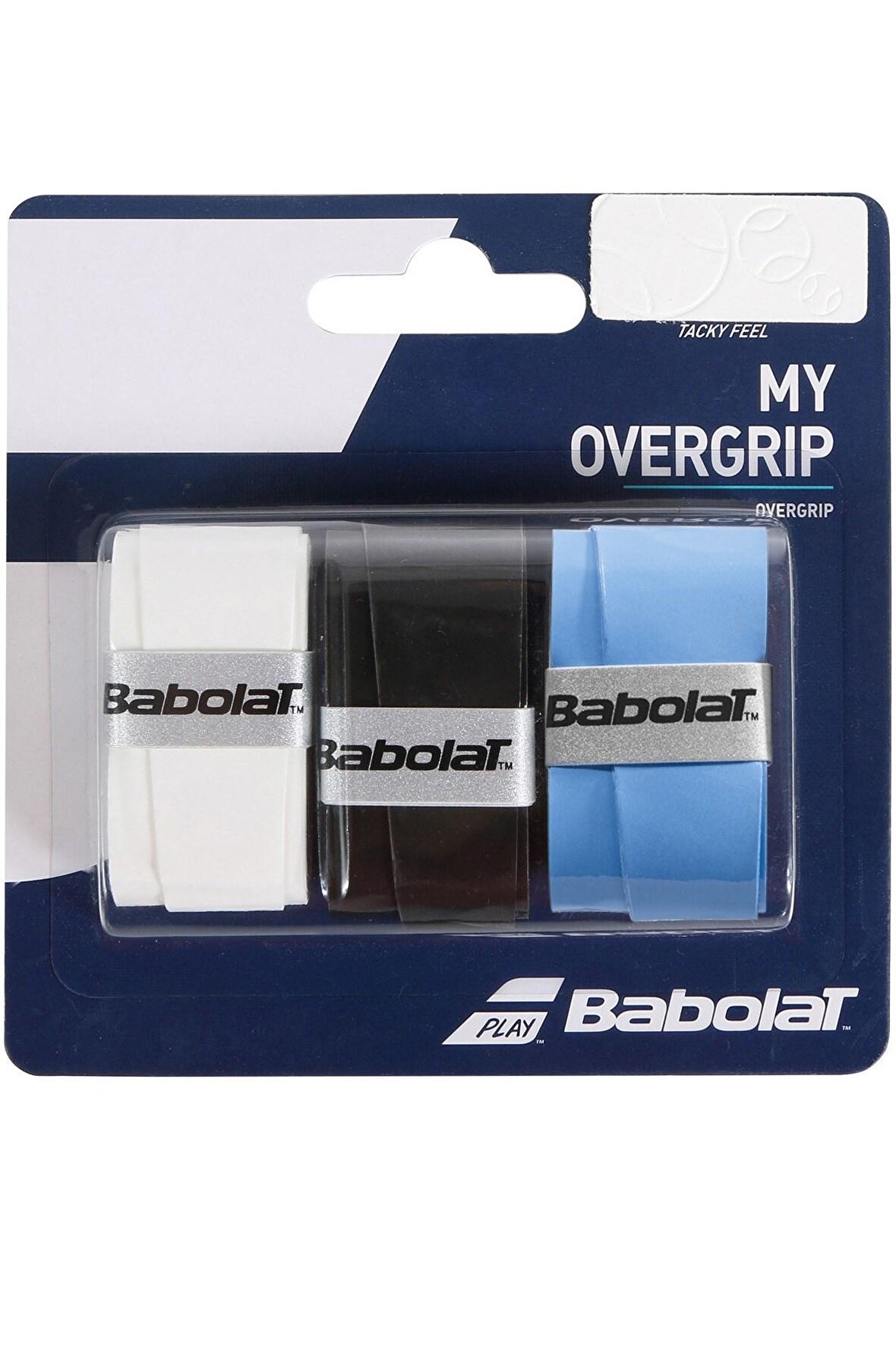 BABOLAT MY OVERGRIP TENİS GRIBI 3LÜ SİYAH MAVİ BEYAZ