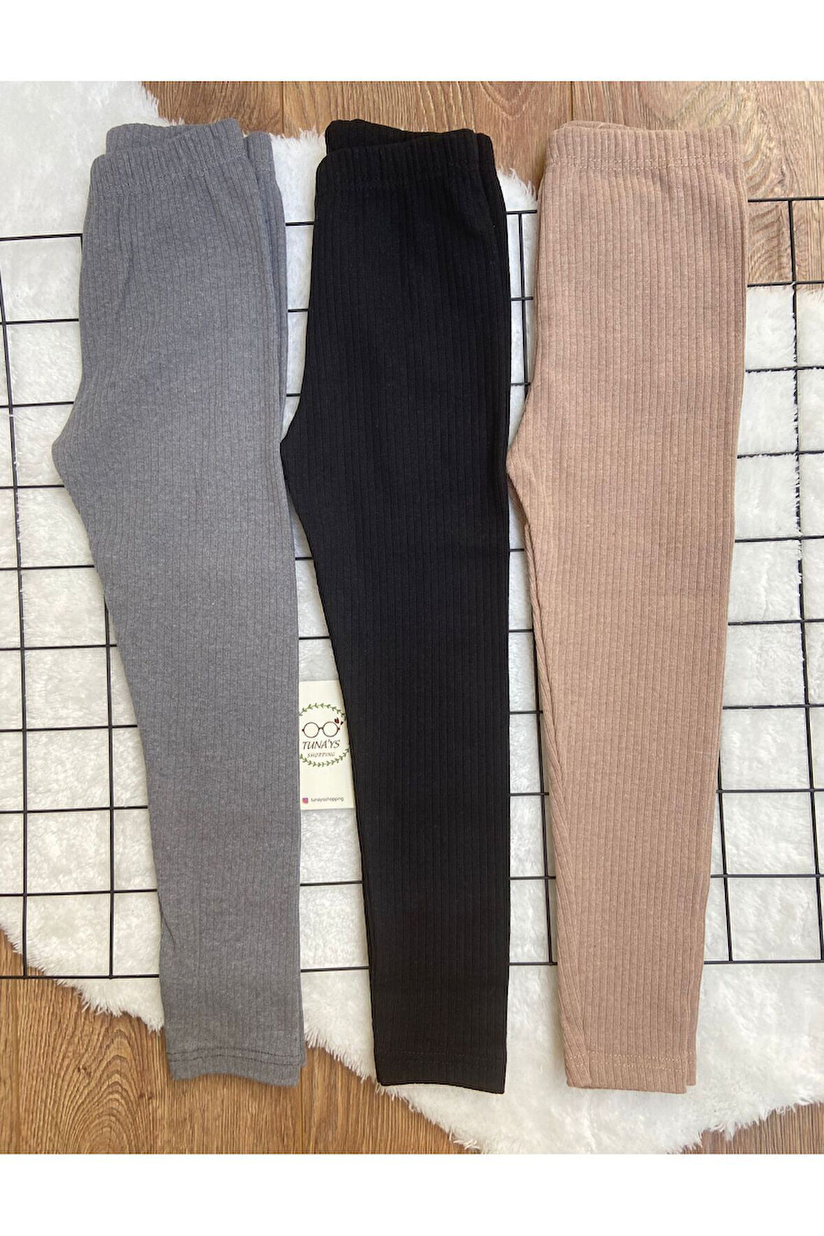 Fitilli Şardonlu Çocuk Tayt 3'lü Takım