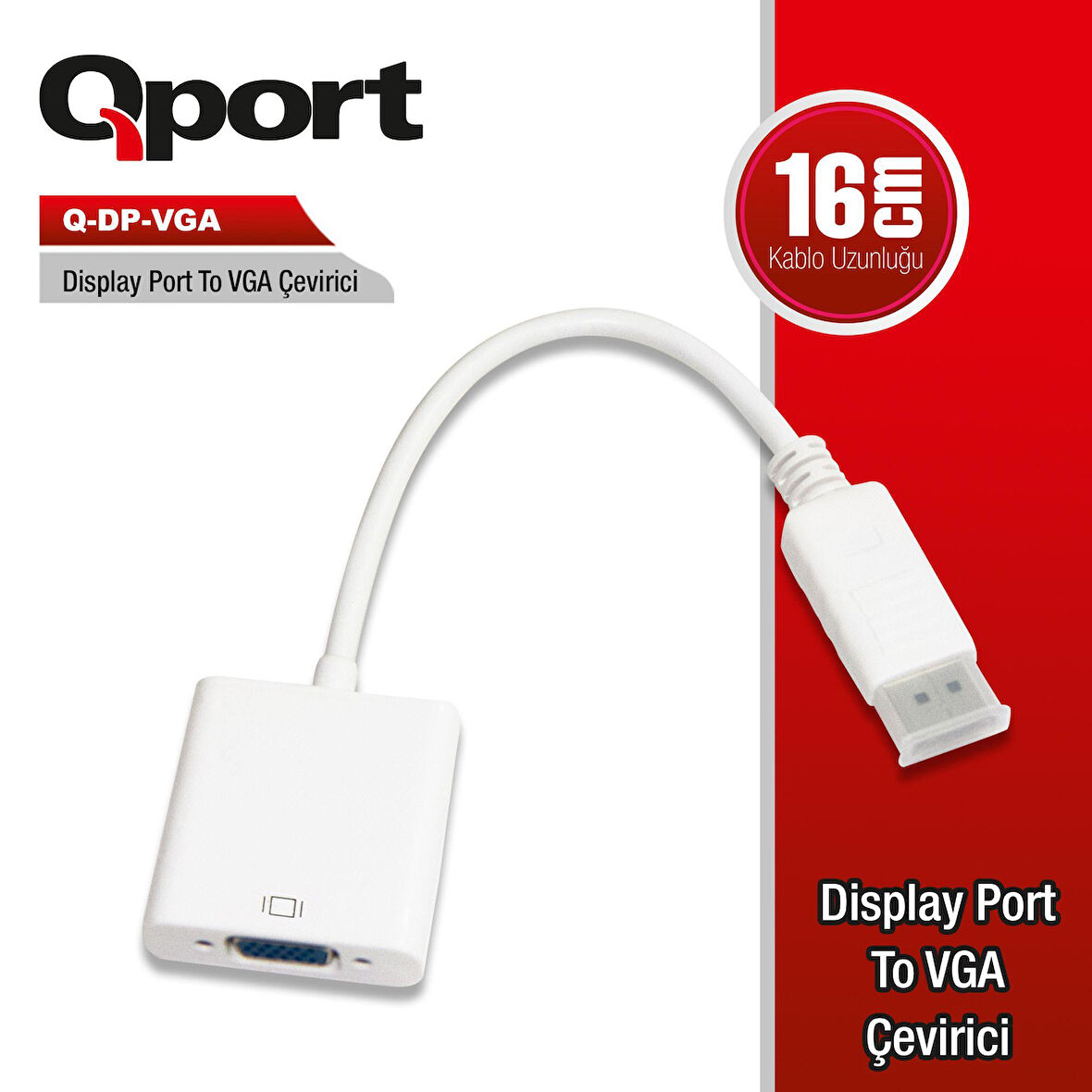 QPORT Q-DP-VGA DV DISPLAY PORT TO VGA DÖNÜŞTÜRÜCÜ 